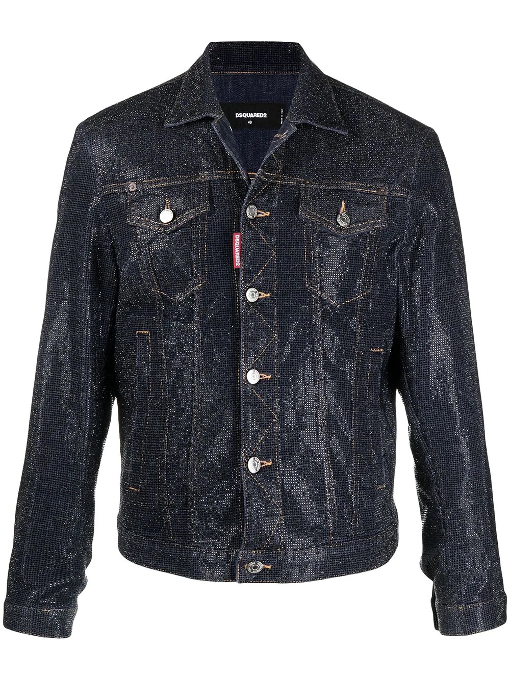 crystal-embellished denim jacket - 1