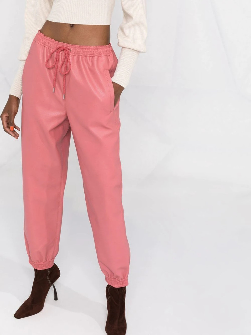 faux-leather tapered trousers 3