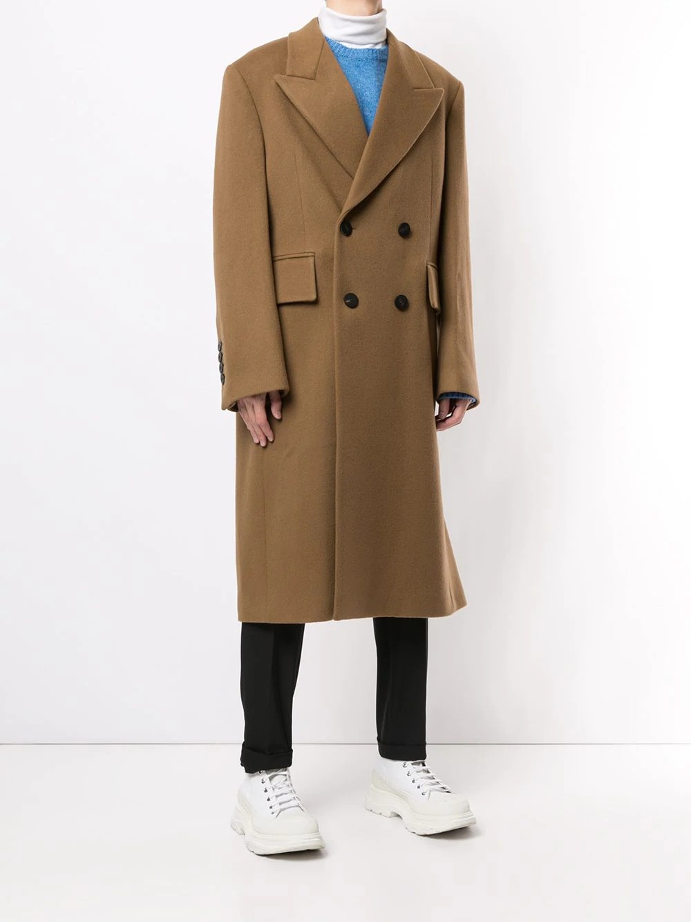 double-breasted tailored coat - 3