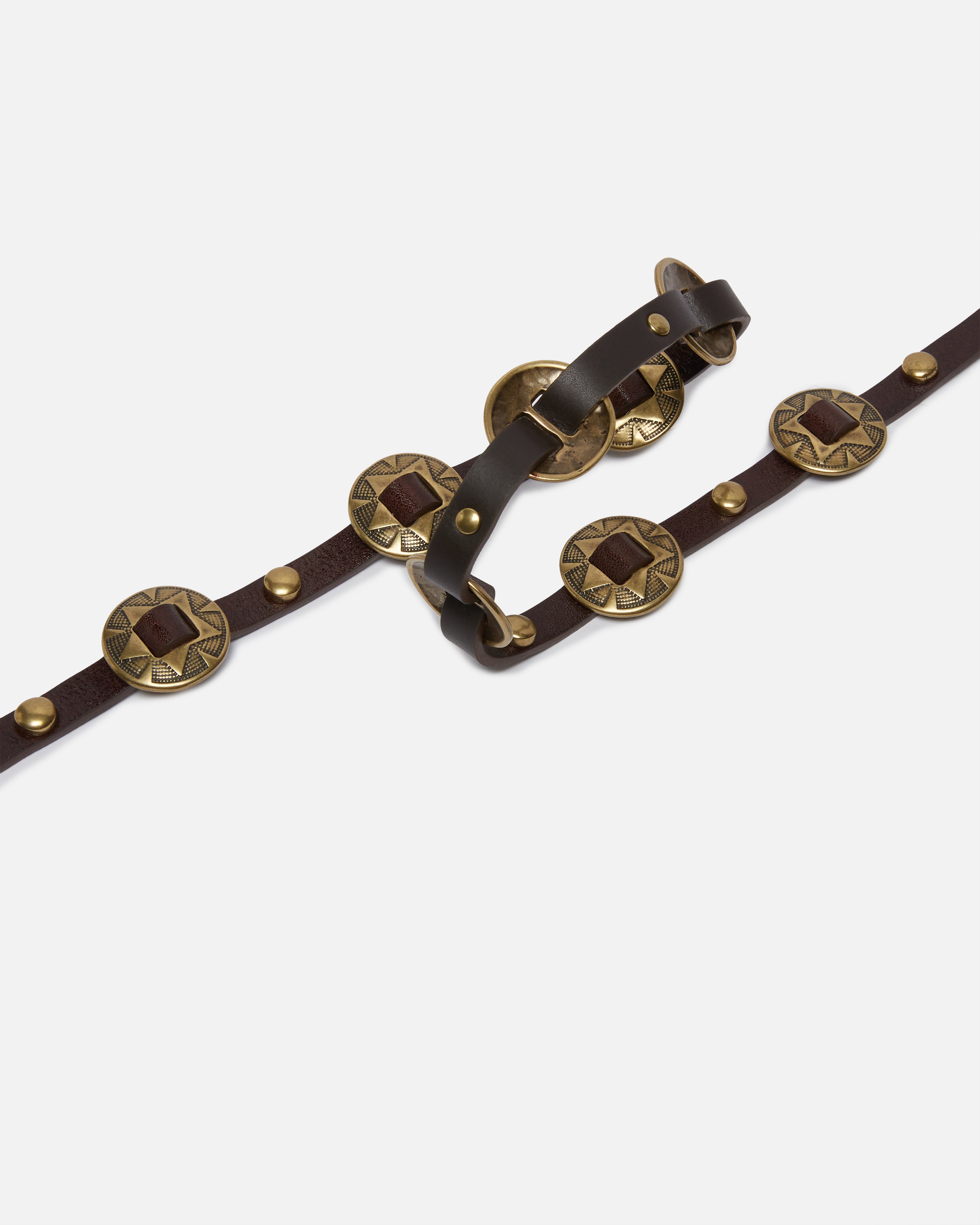 THIN BELT WITH ENGRAVED METAL PLATES 1CM - 4