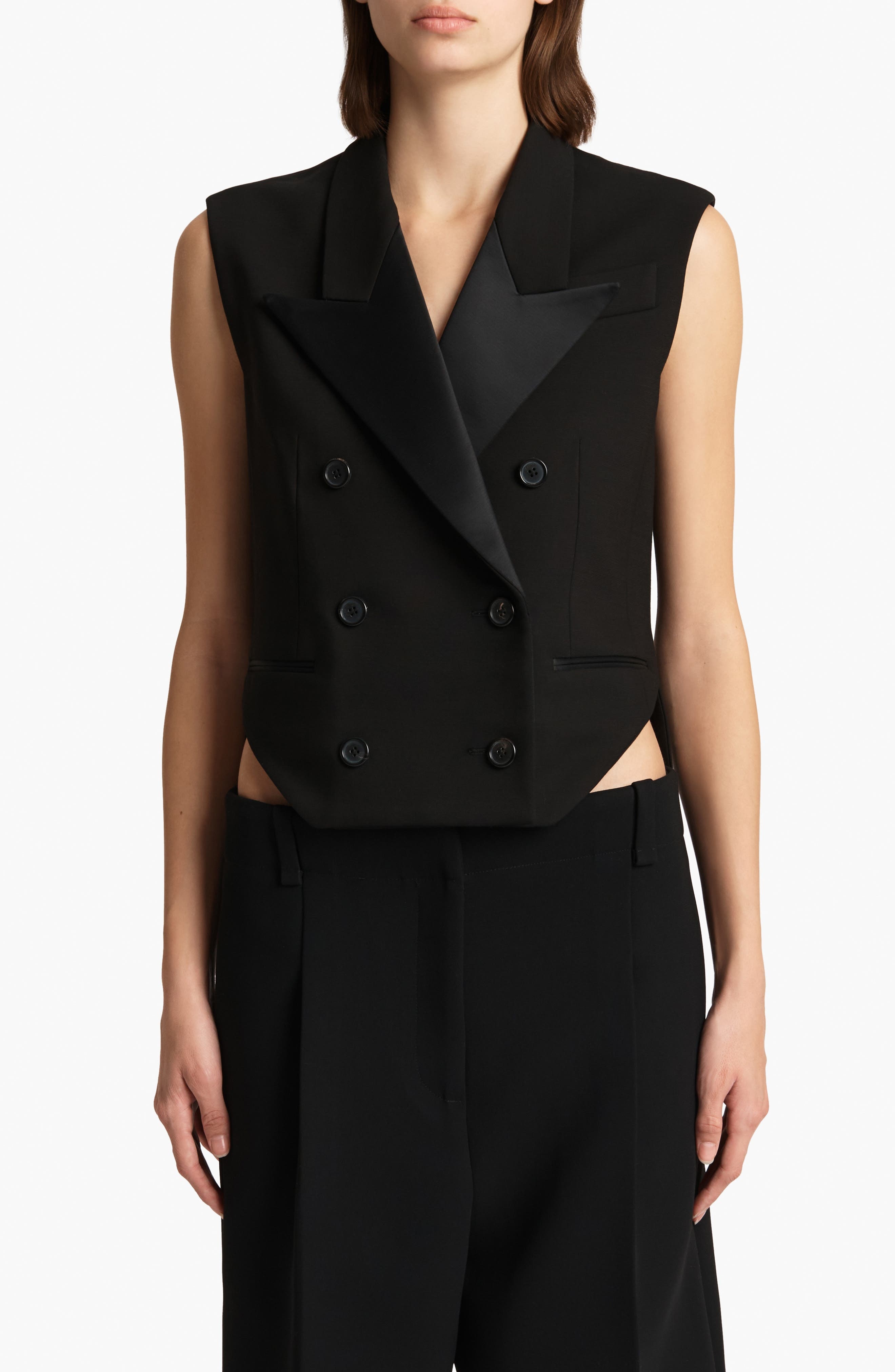 Khaite Orville Double Breasted Vest in Black at Nordstrom - 1