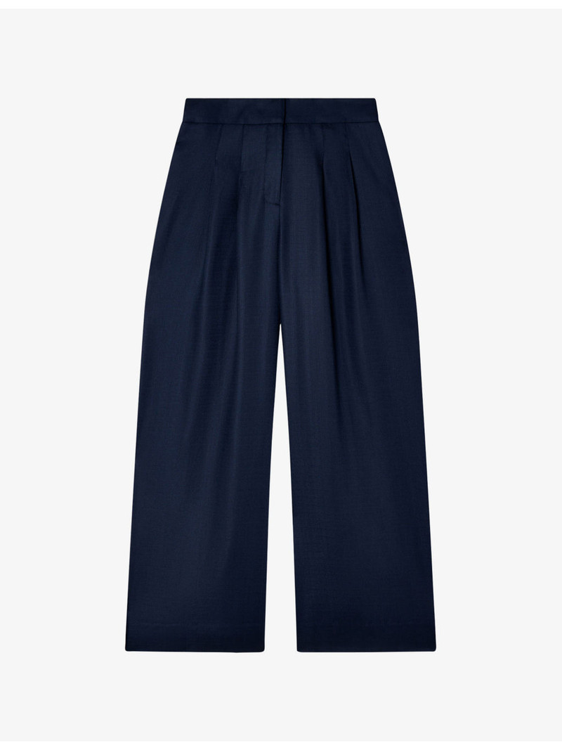 Hopsack Wide-Leg Woven Trousers 1