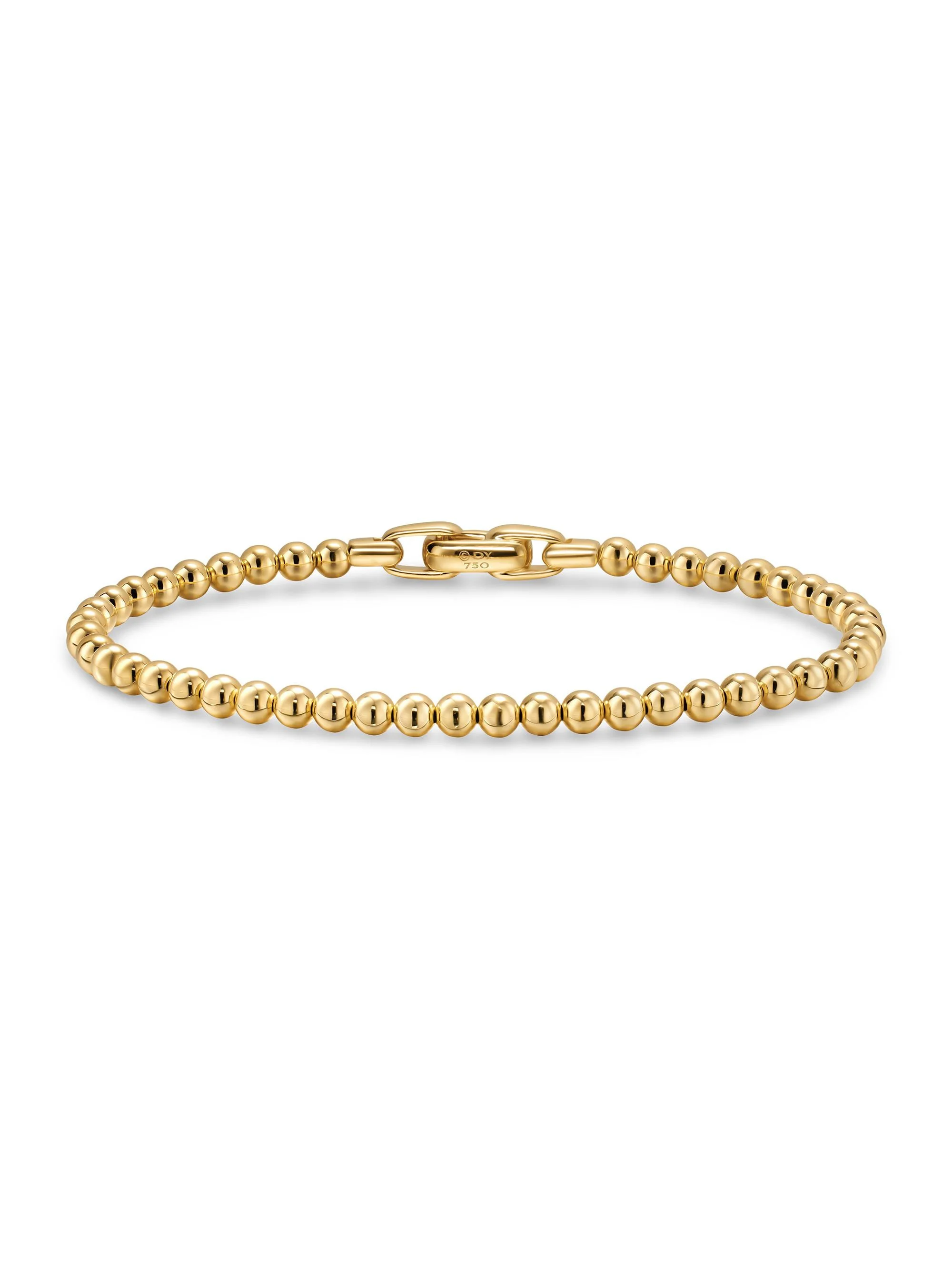 Men's Spiritual Beads Metal Bead Bracelet in 18K Yellow Gold, 4MM - Gold - 1