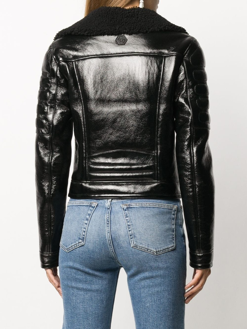 shearling-trimmed moto jacket 4