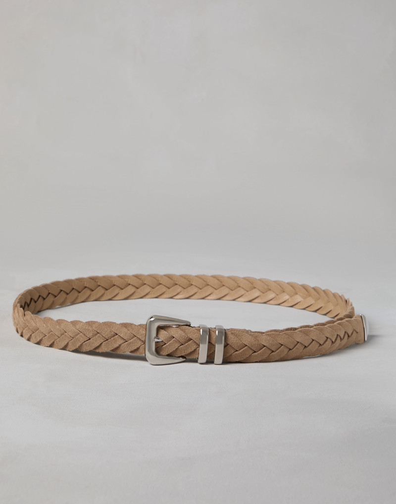 Reversed calfskin braided belt with tip - 1