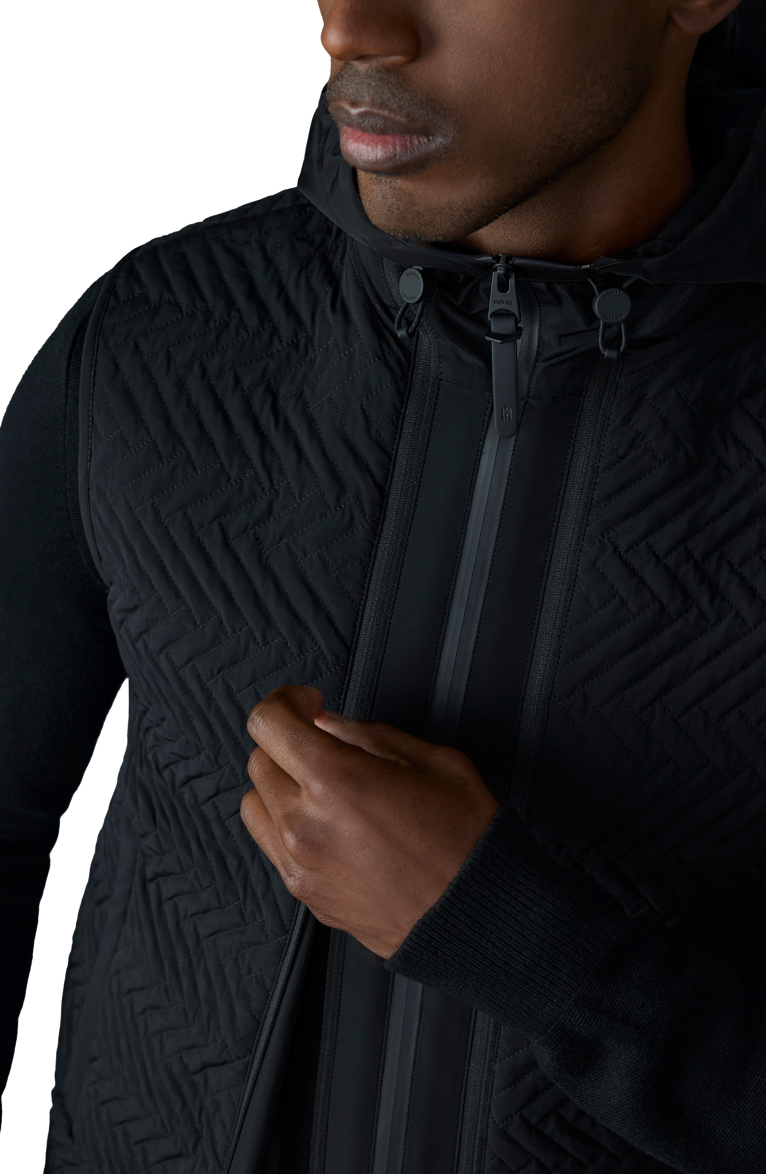 Mackage Barrett 2-in-1 Quilted Hybrid Recycled Down Jacket in Black at Nordstrom - 4