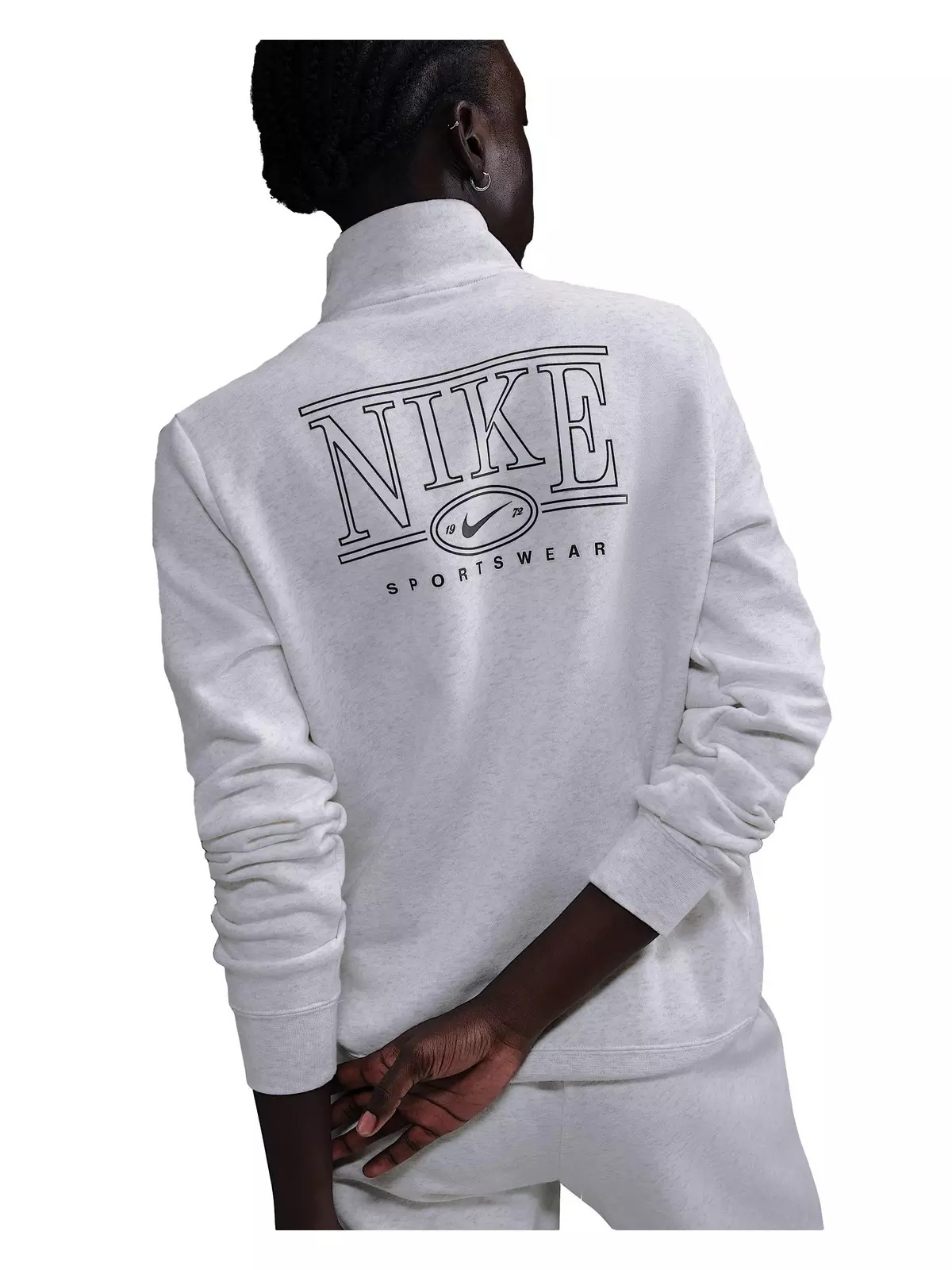 Women's Sportswear Club Fleece Mock-Neck 1/2 Zip Graphic Top - White - 2