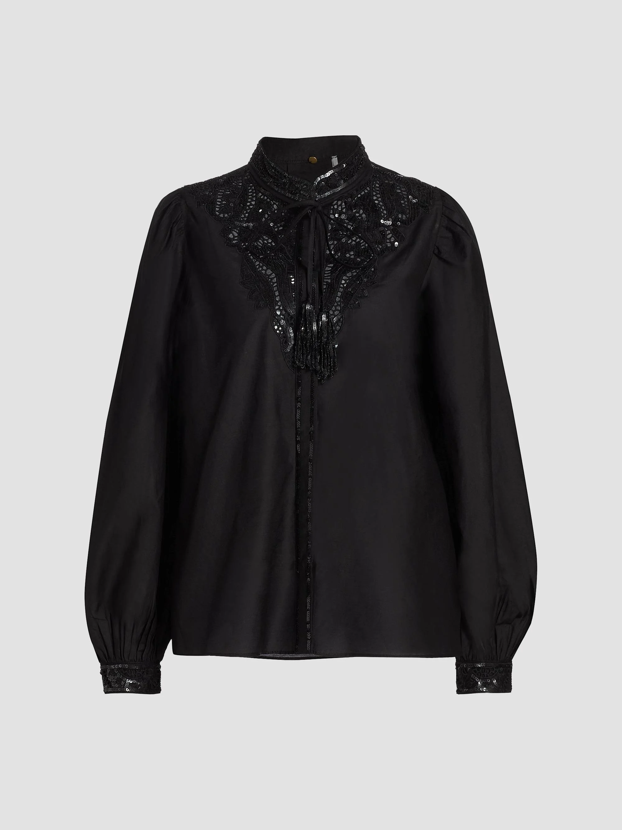 Women's Harper Sequined Lace Blouse - Black - 1