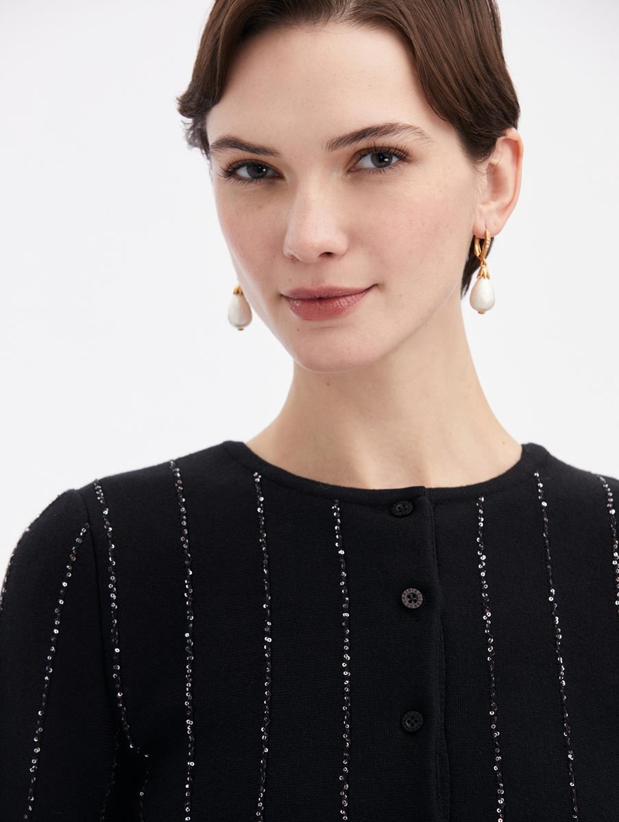 CROPPED SEQUIN YARN CARDIGAN - 5