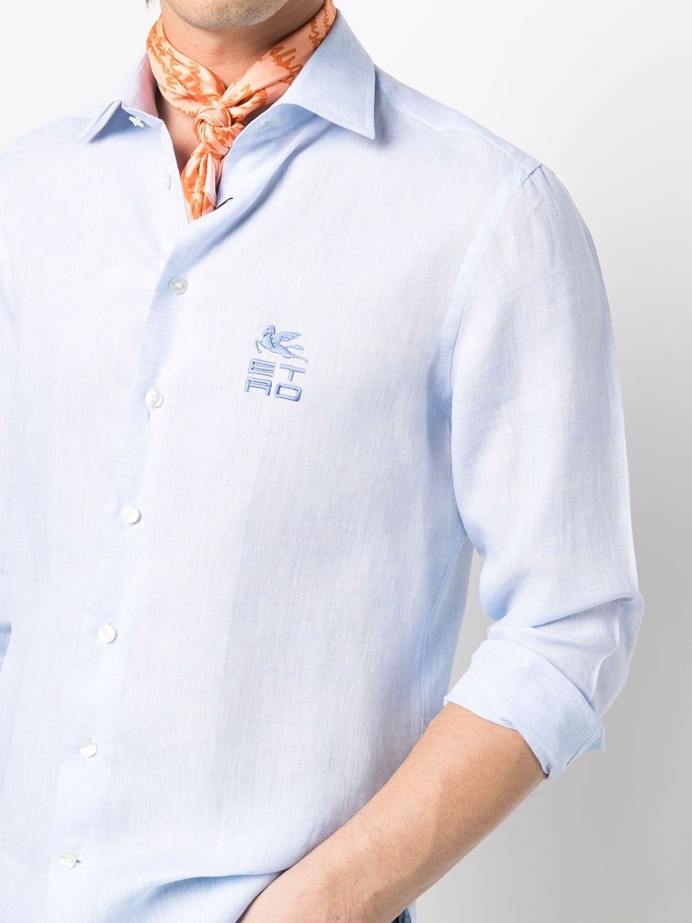 embroidered-logo button-up shirt - 5