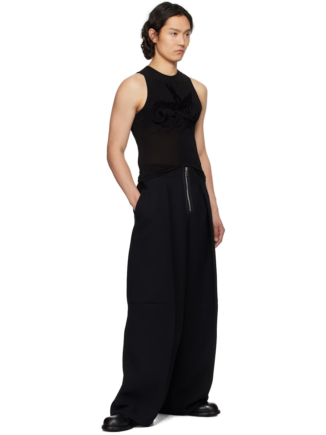 Black Flock Tattoo Tank Top - 5