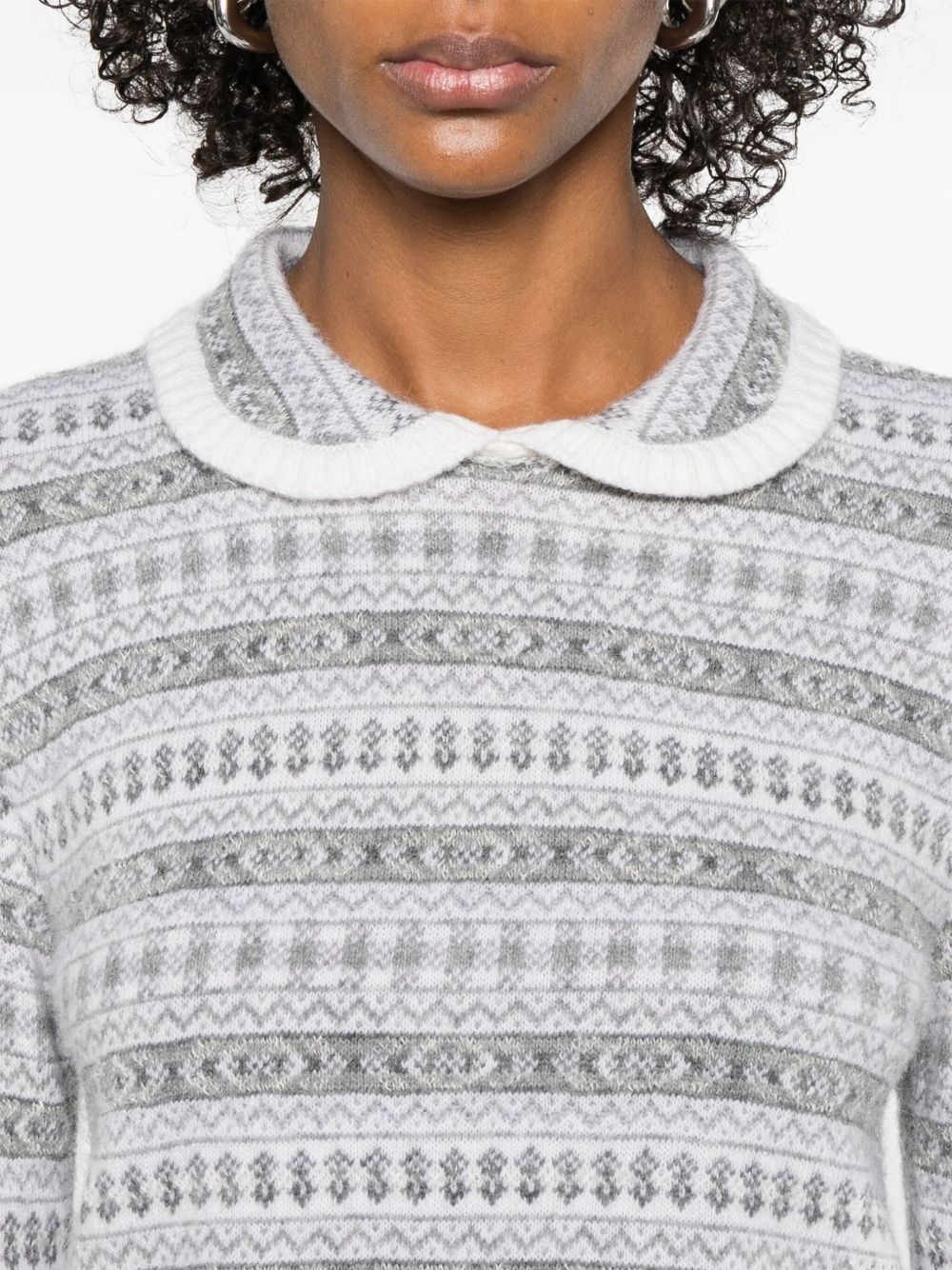 fair isle-jacquard peter pan collar sweater - 5
