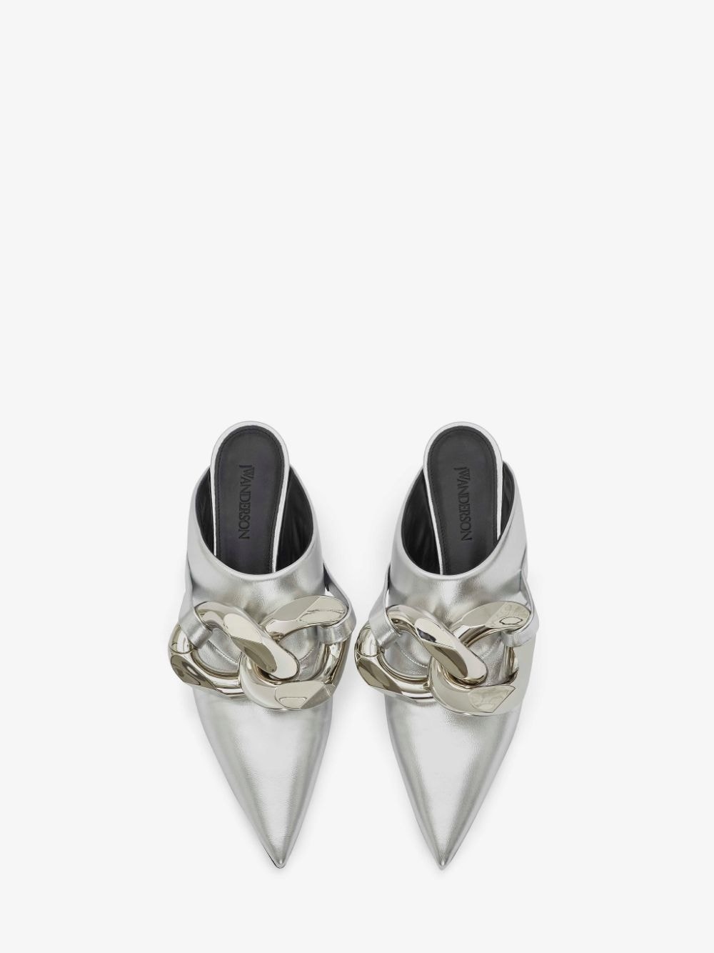 CHAIN LEATHER KITTEN MULES - 5