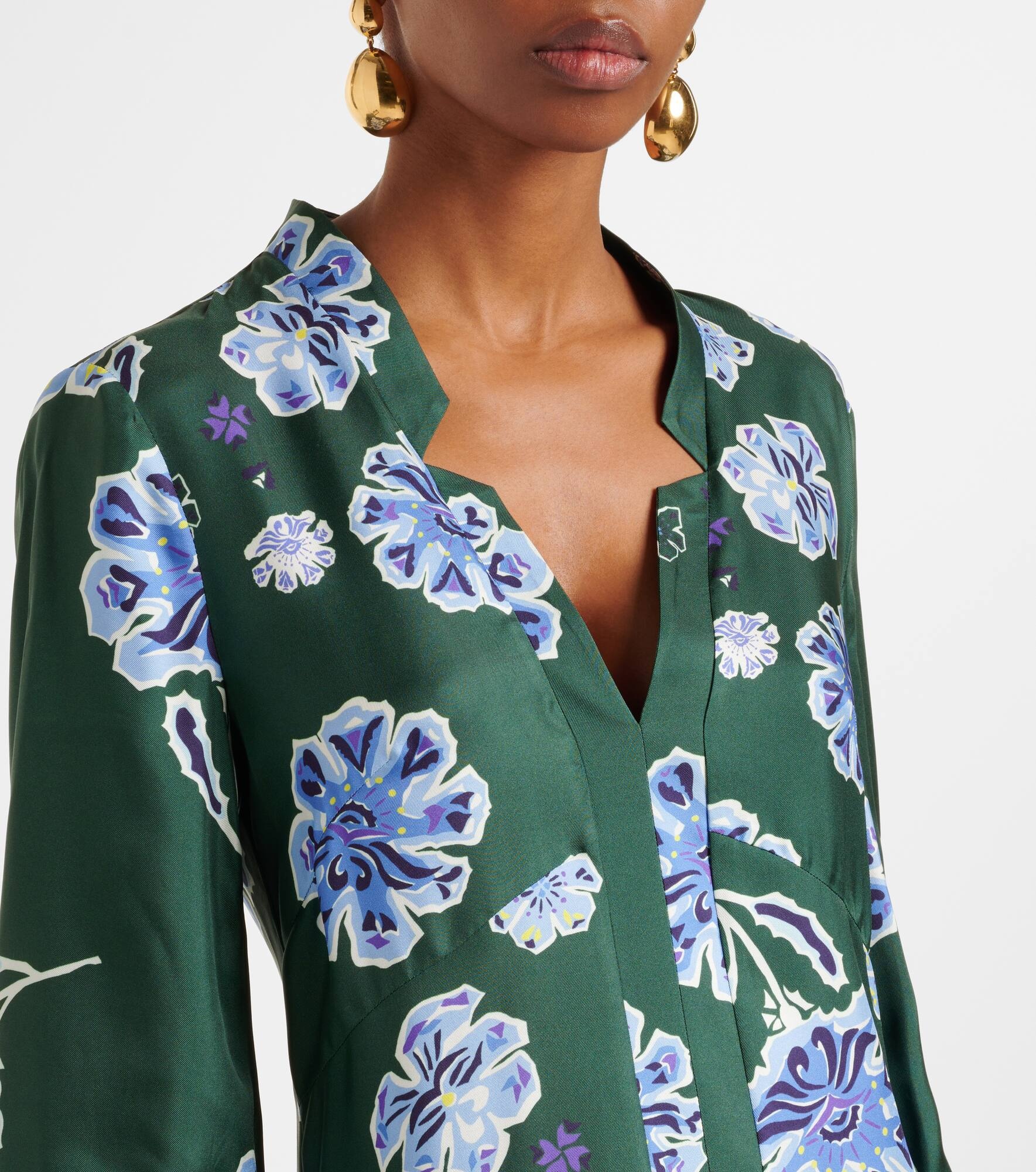 Big Garden floral silk twill midi dress - 4