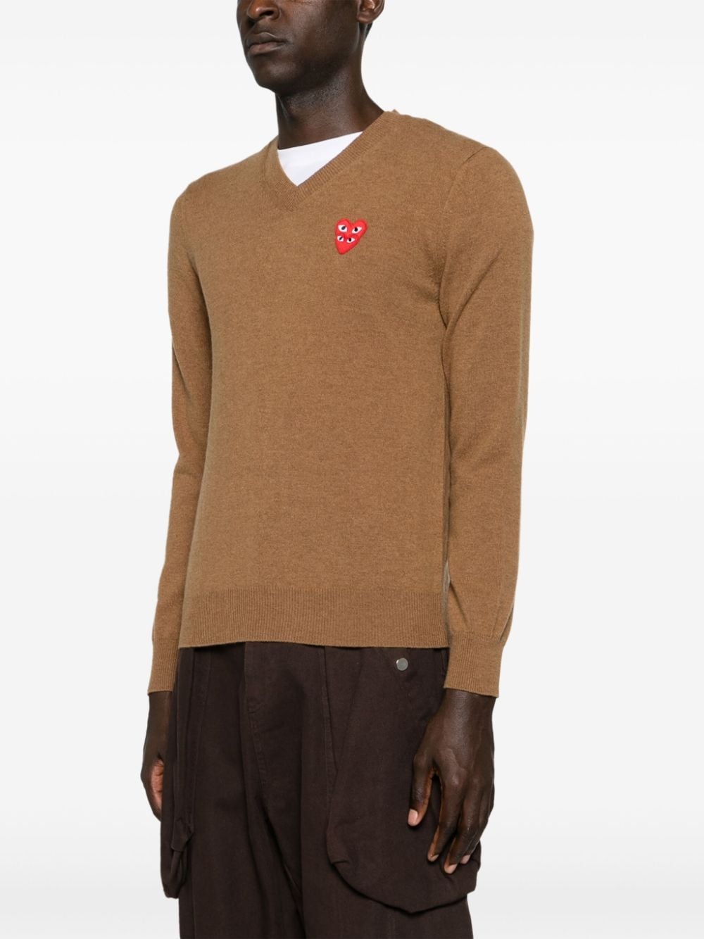 heart-patch wool jumper - 4
