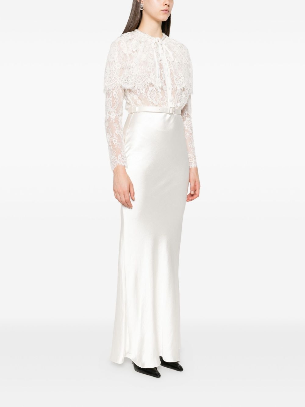 lace-panel satin maxi dress - 3