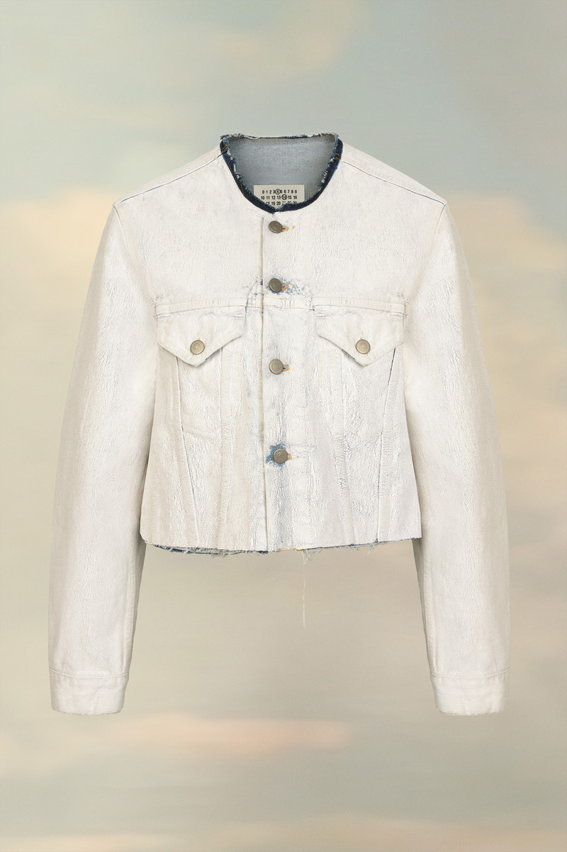 Maison Margiela Cropped Collarless Denim Jacket outlook