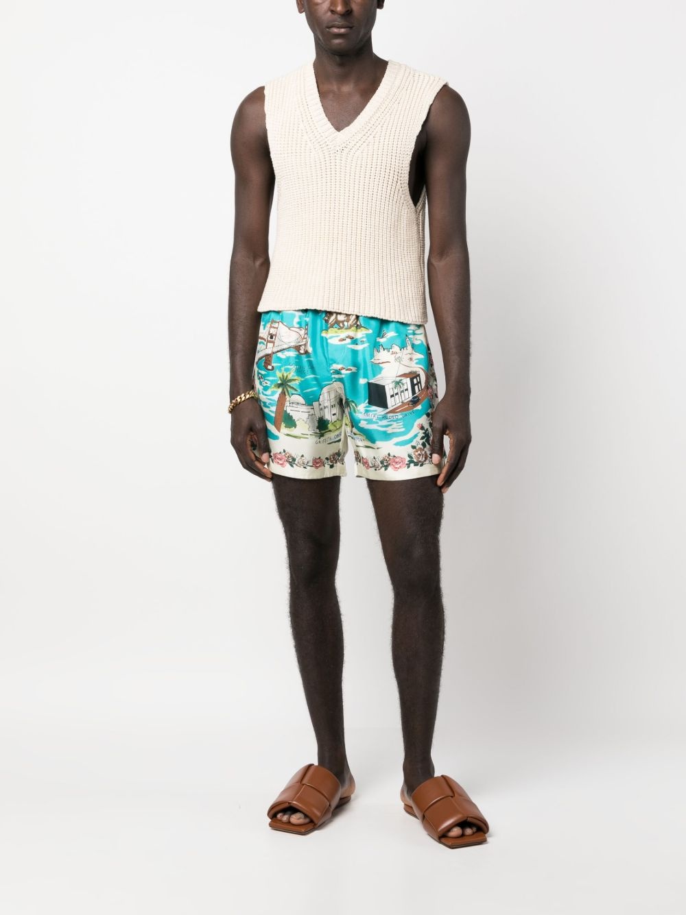 graphic-print silk shorts - 2