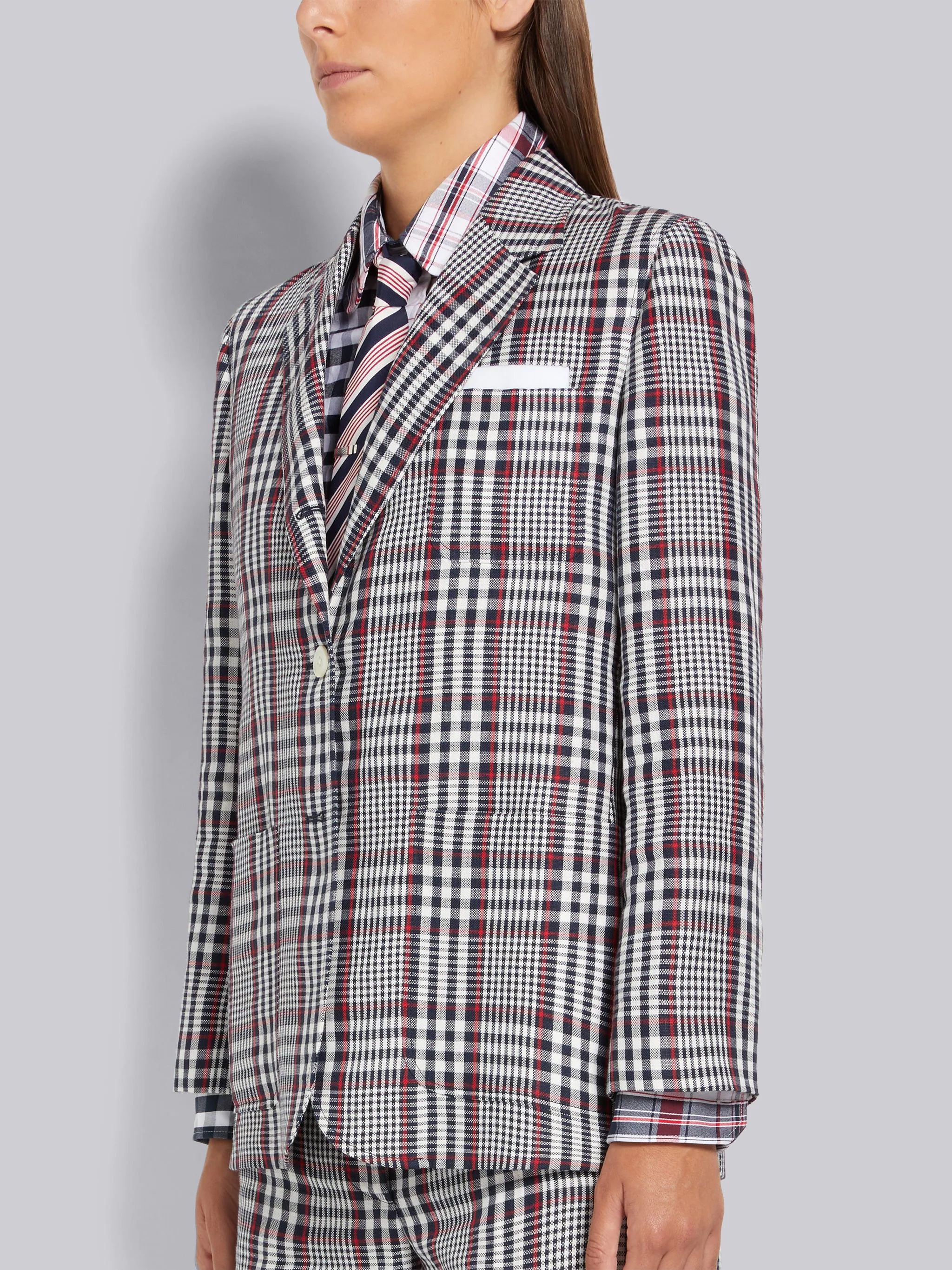 Multicolor Gingham Crispy Linen Unconstructed Sack Jacket - 2