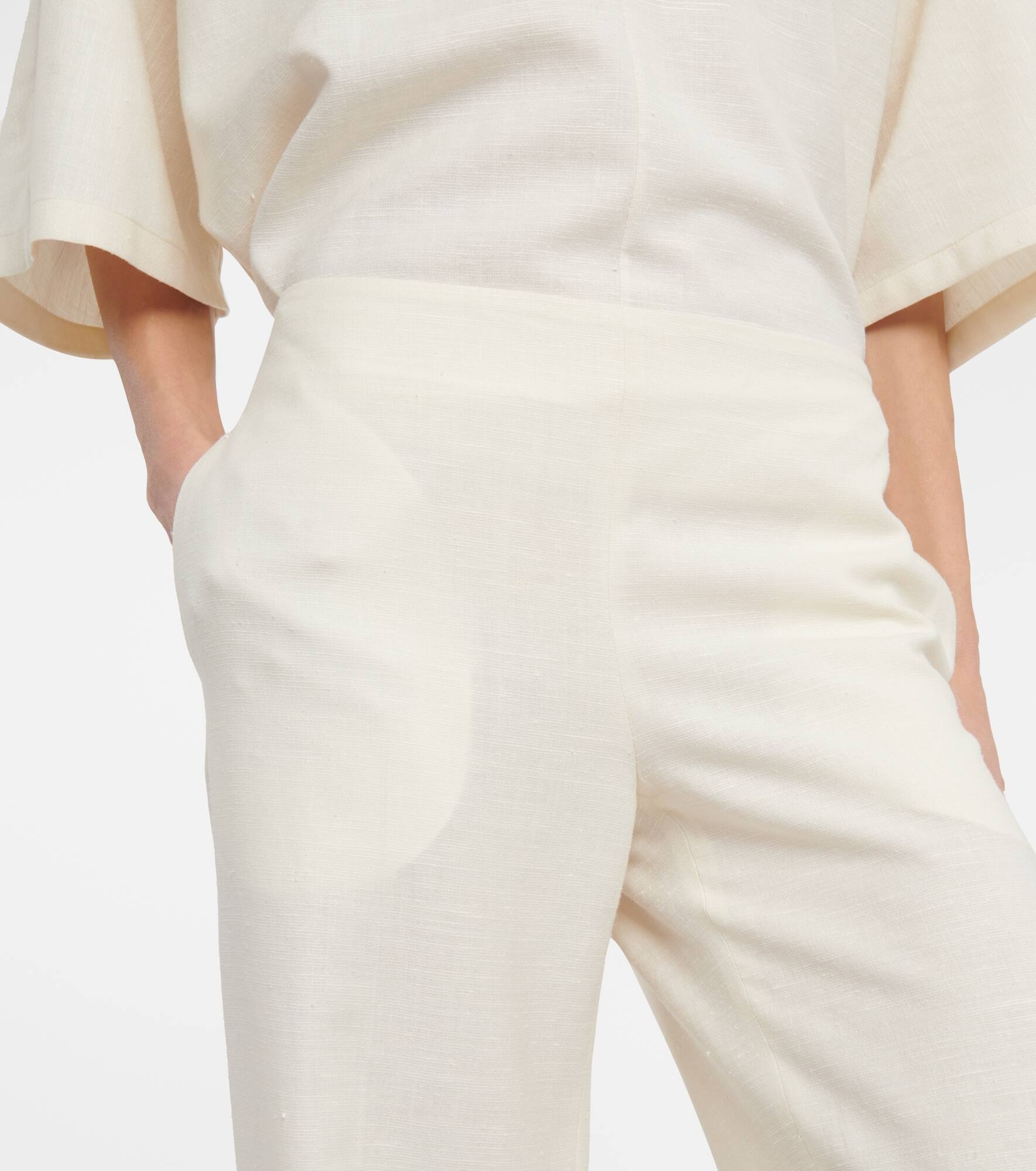 Foulard wool, silk and linen straight pants - 4