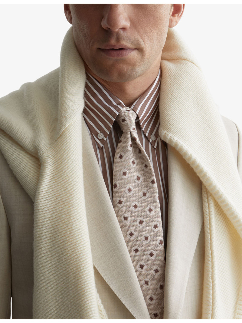 REISS Vito Square Medallion-Print Cotton And Silk Tie outlook