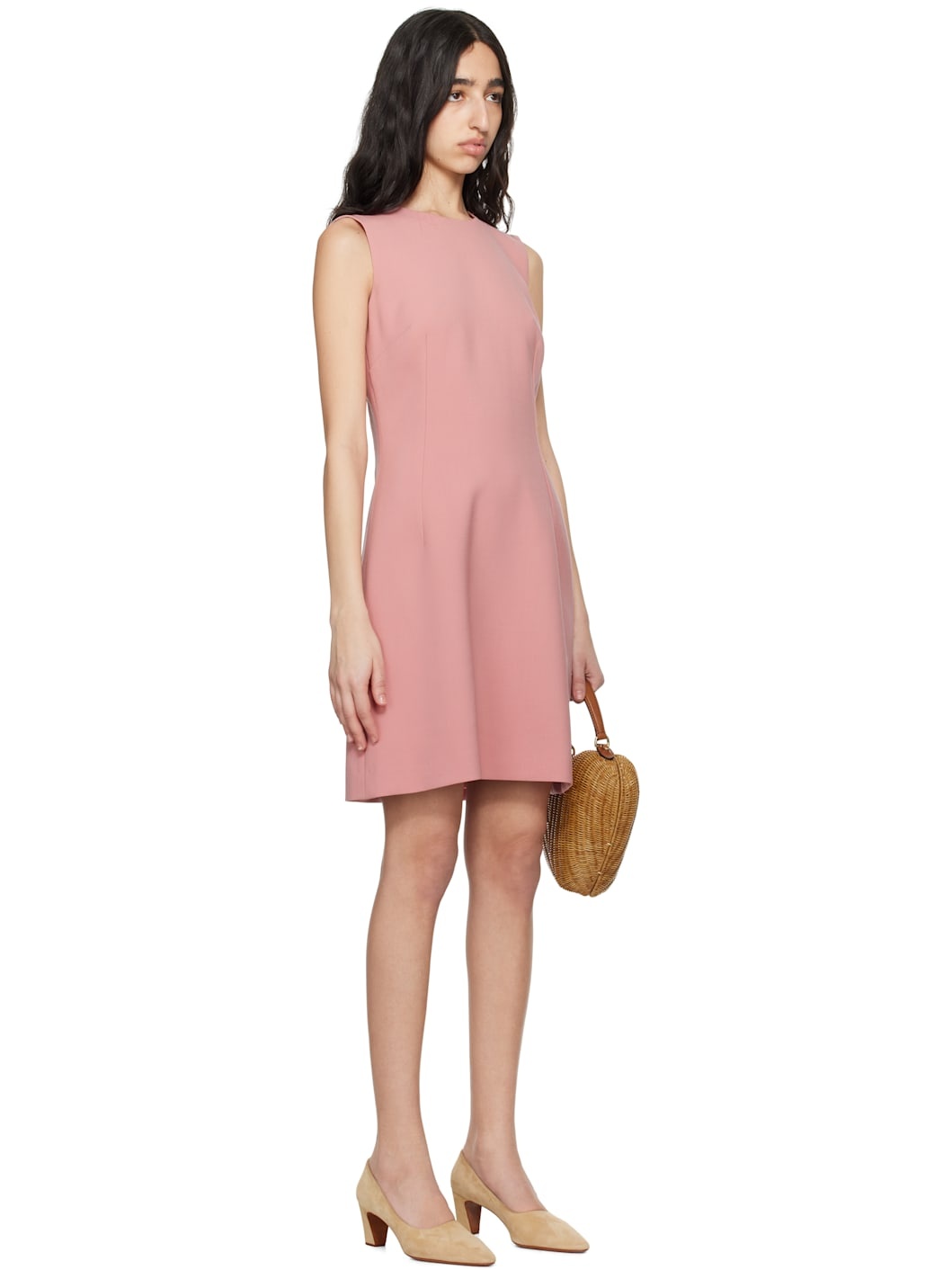 Pink Wool Crepe Fit & Flare Minidress - 2