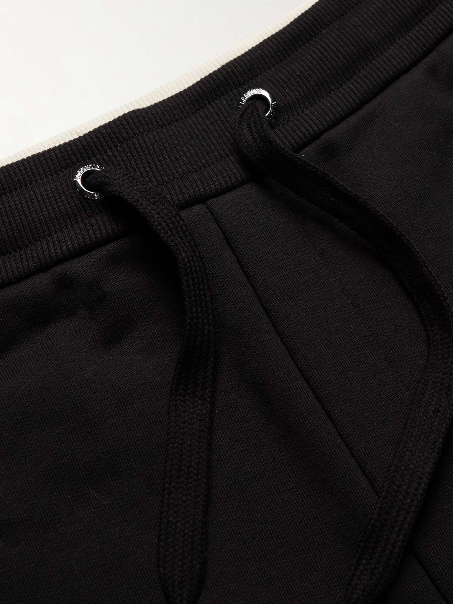 Wide-Leg Logo-Print Colour-Block Cotton-Jersey Drawstring Shorts - 3