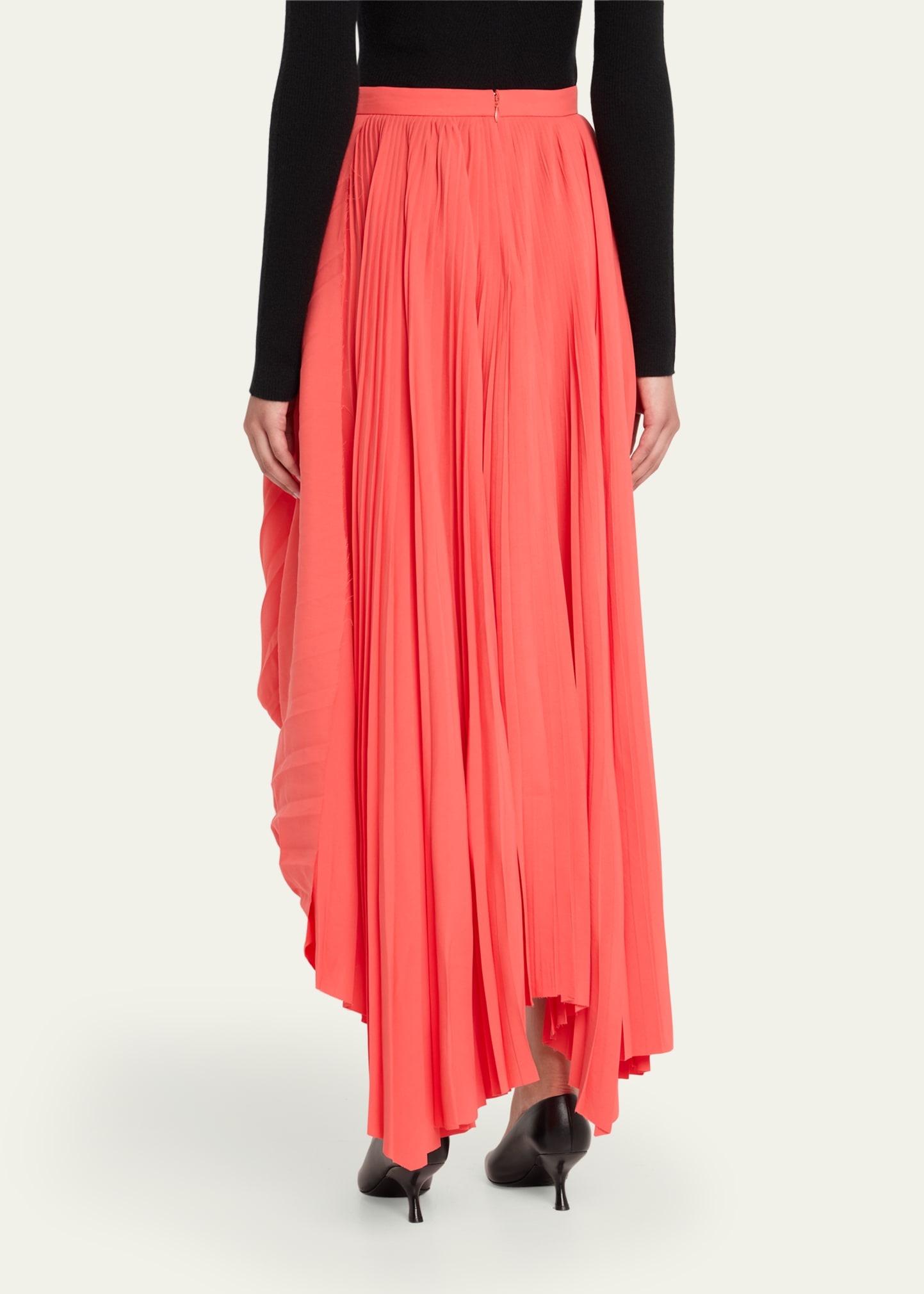 Pleated Asymmetric Draped Midi Skirt - 3