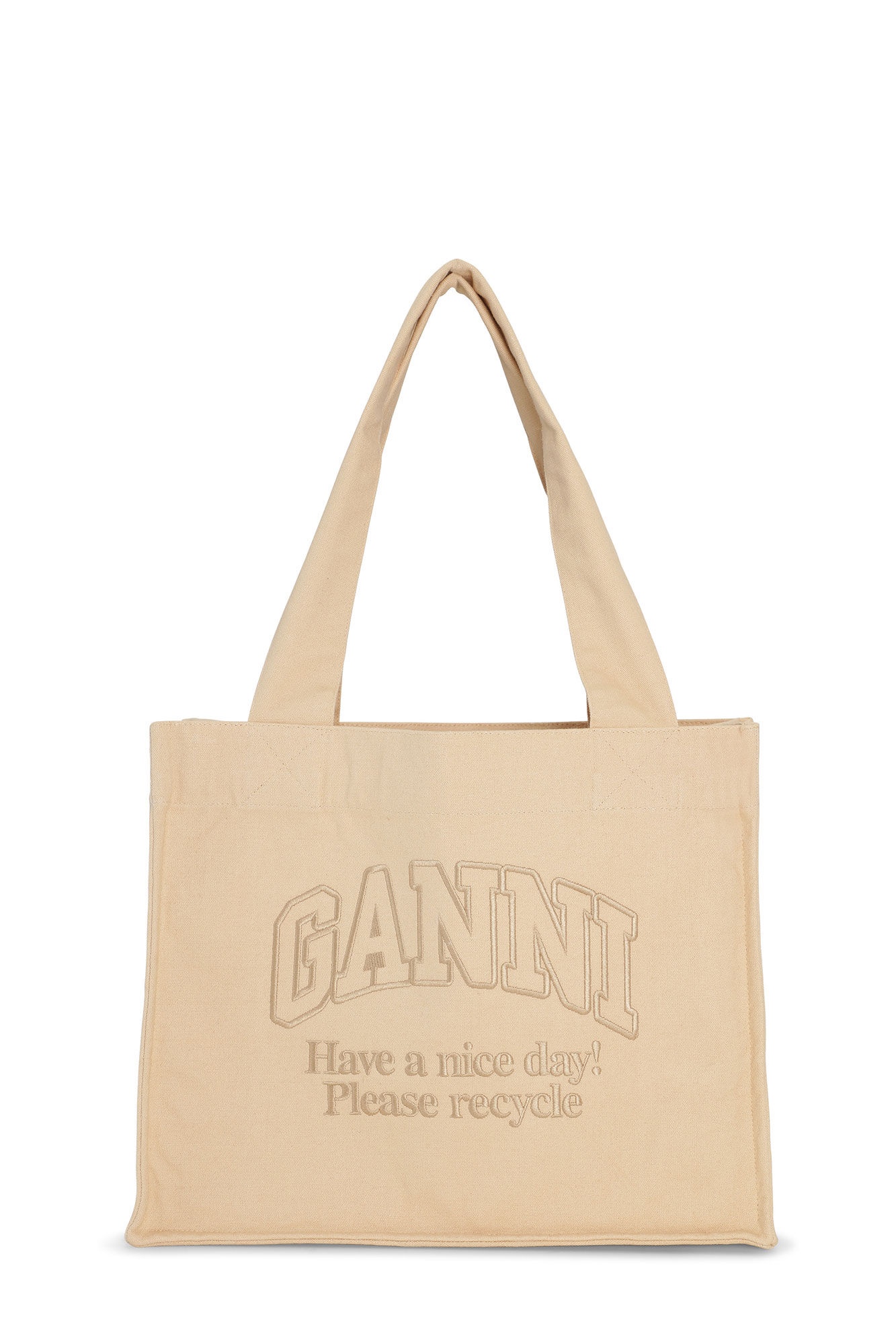 CREAM LARGE CANVAS TOTE BAG - 1