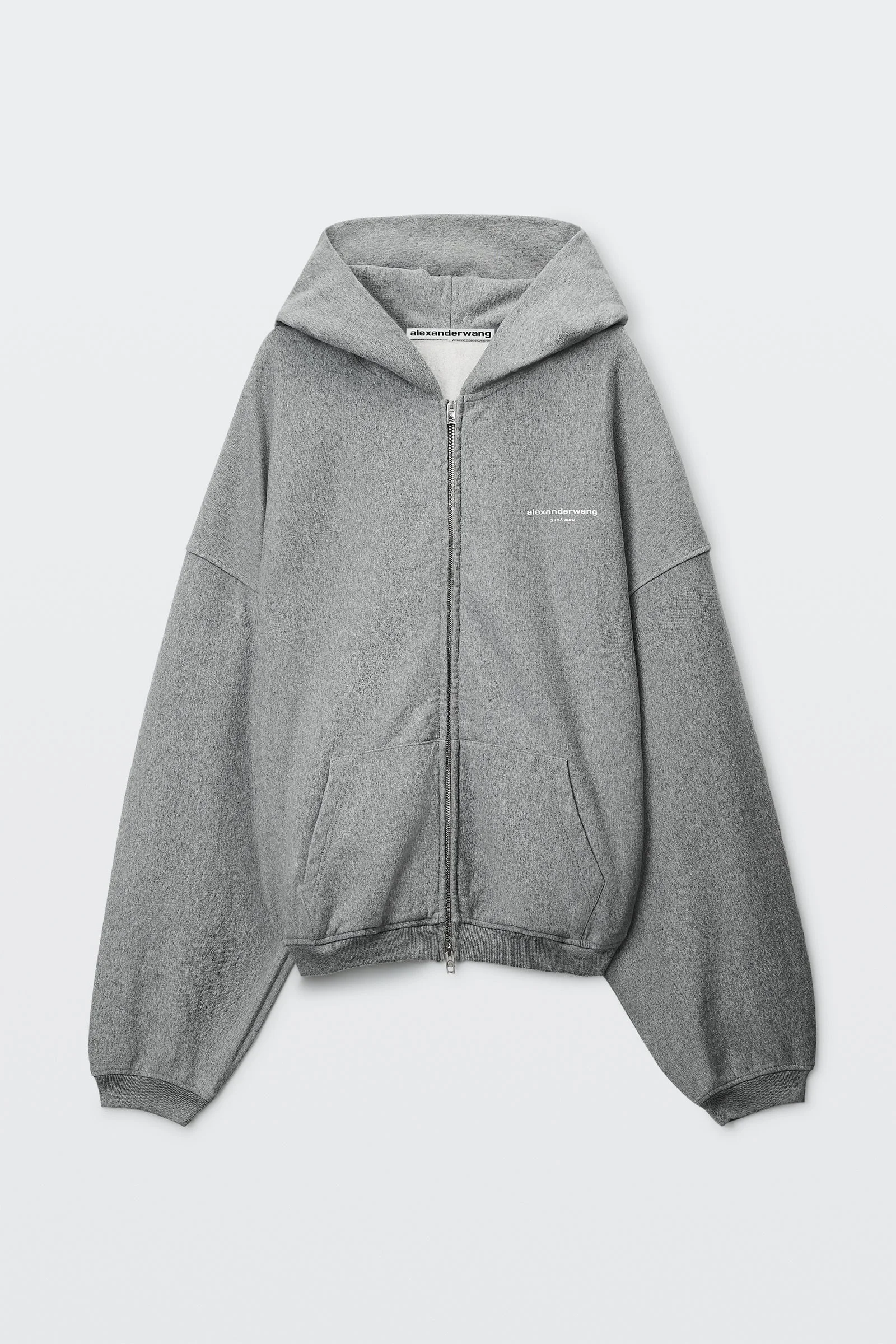 logo print oversized zip-up hoodie - 1