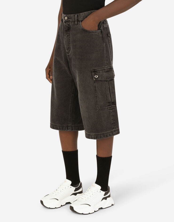 Washed black cargo shorts - 5