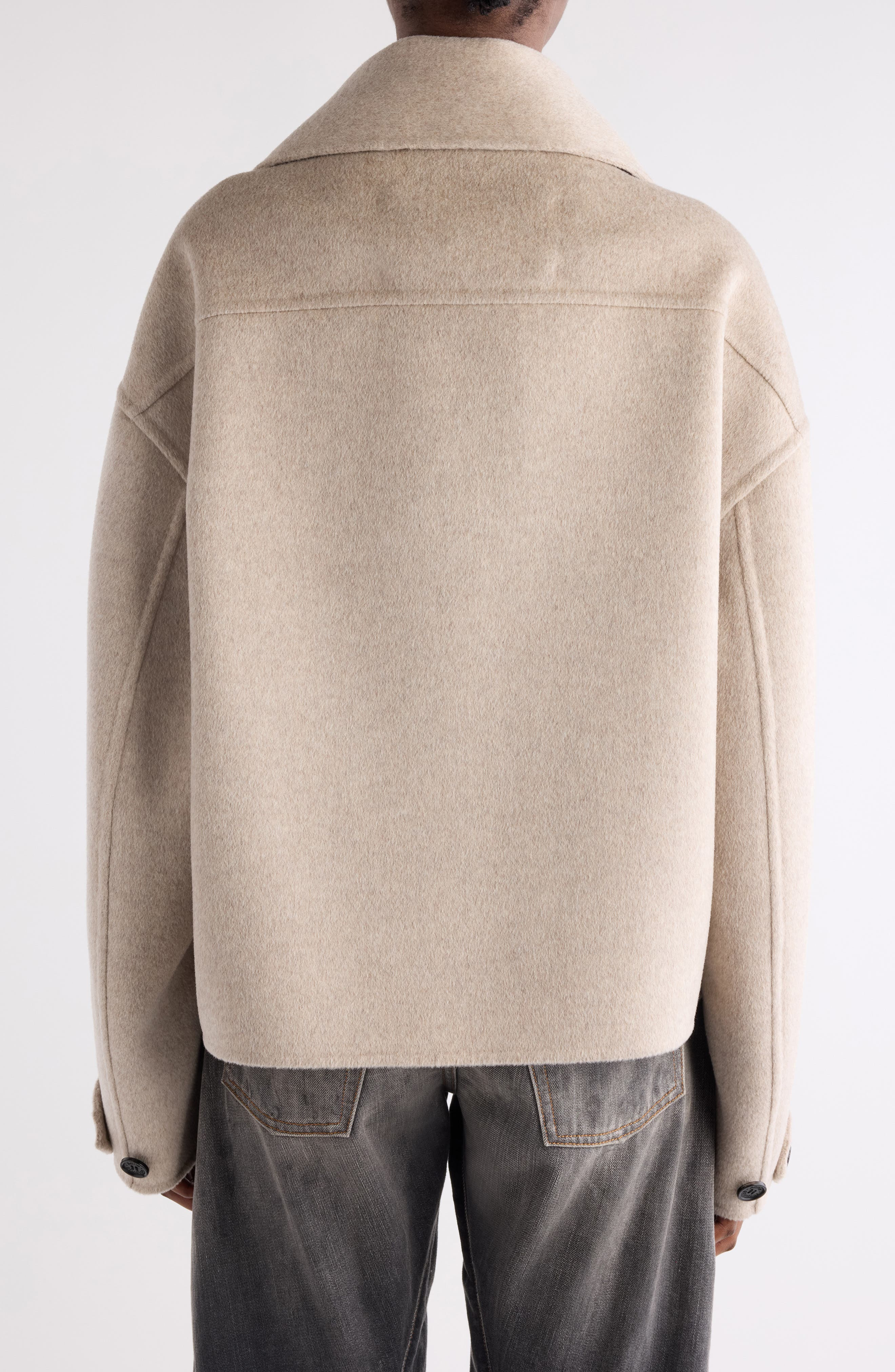 Acne Studios Olemmy Wool & Cashmere Jacket in Oatmeal Melange at Nordstrom - 3