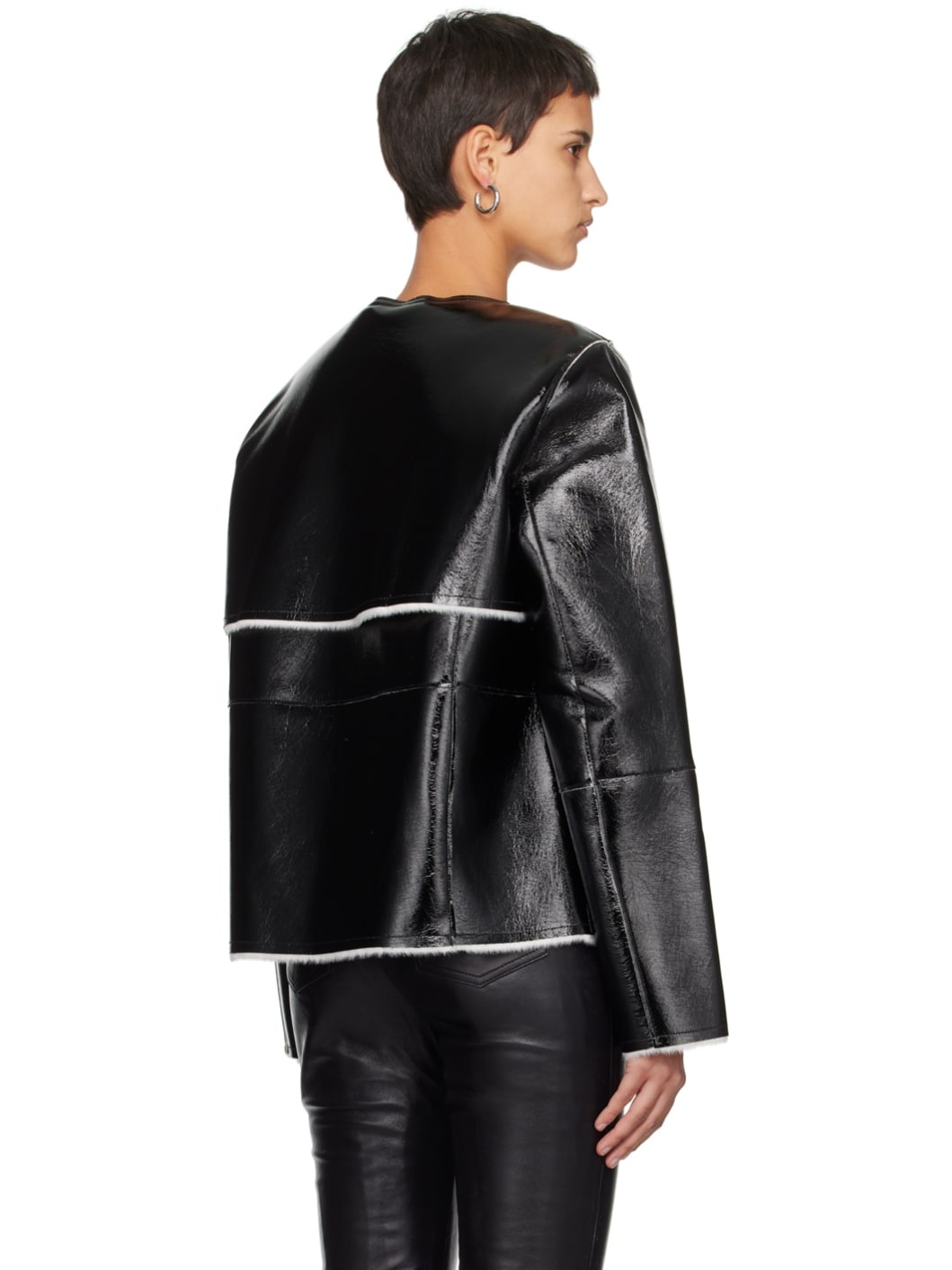 Black Lara Faux-Leather Jacket - 3