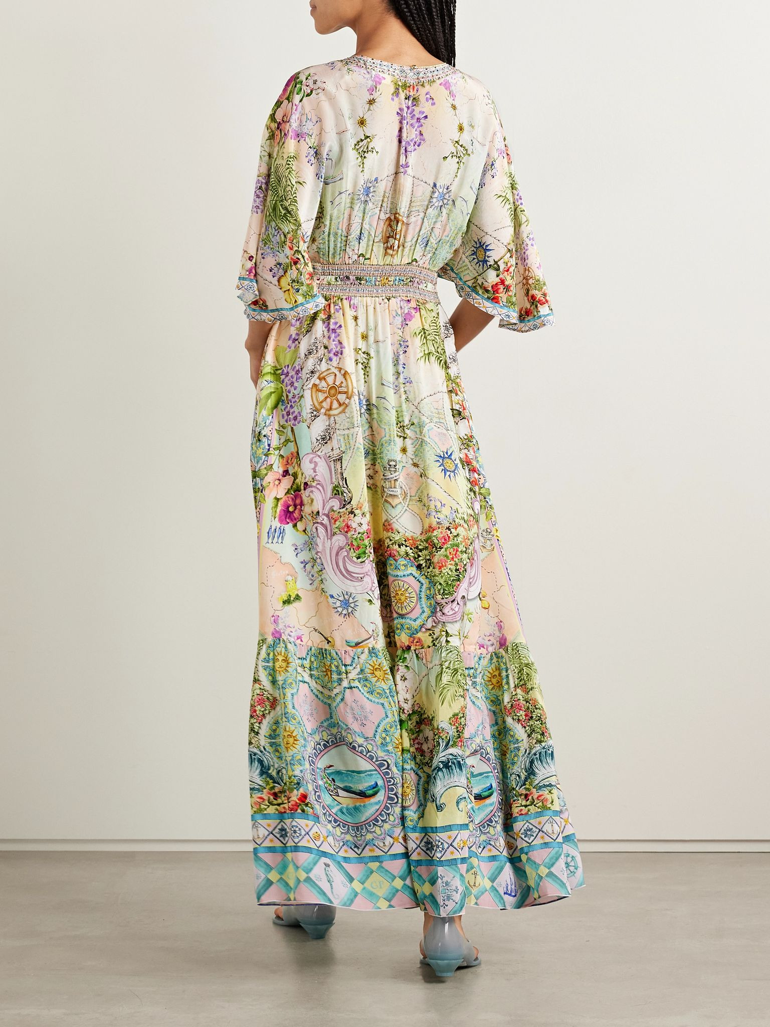 Just Coasting crystal-embellished printed silk crepe de chine maxi dress Multi - 3