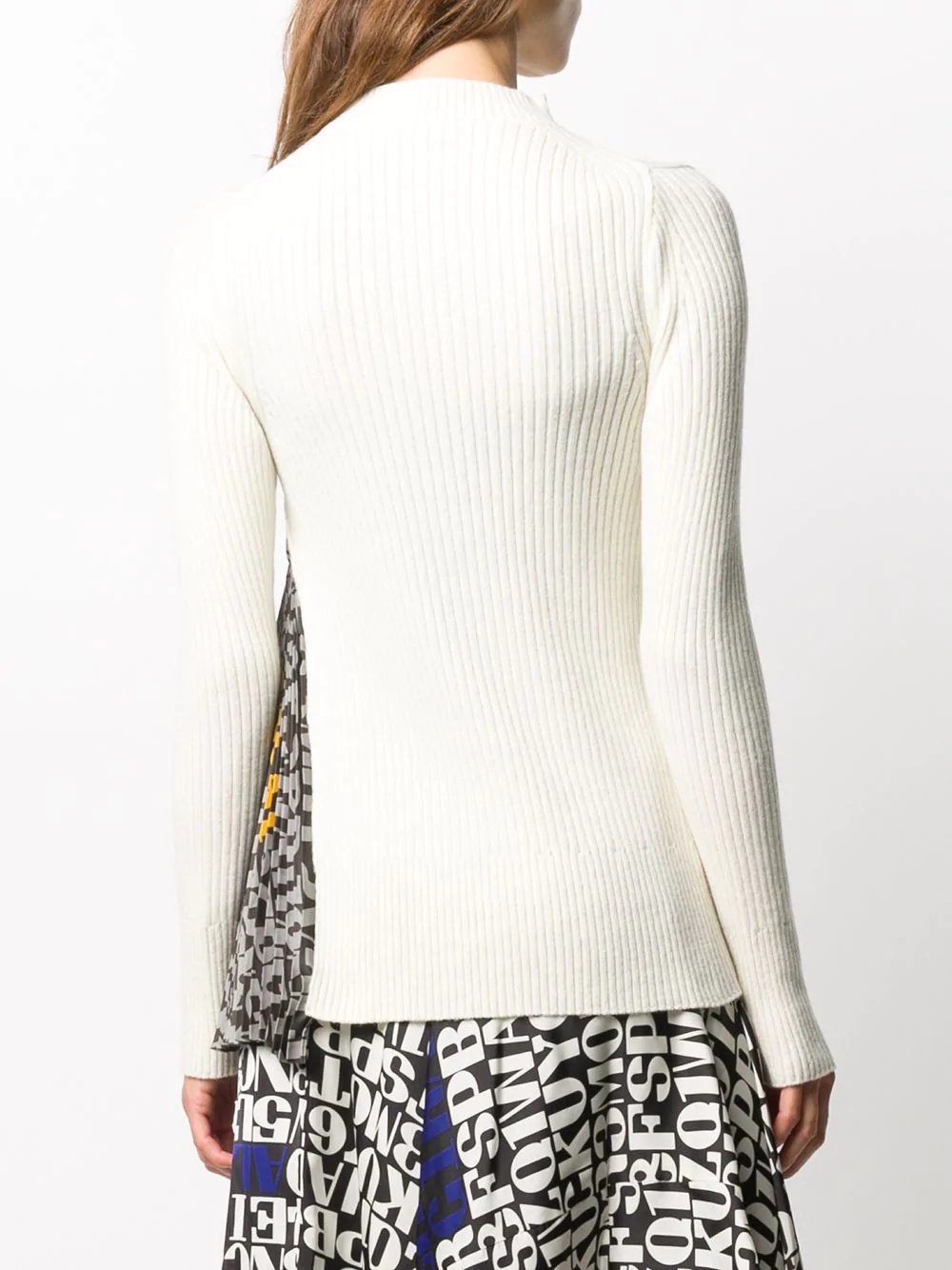 godet-insert ribbed sweater - 4