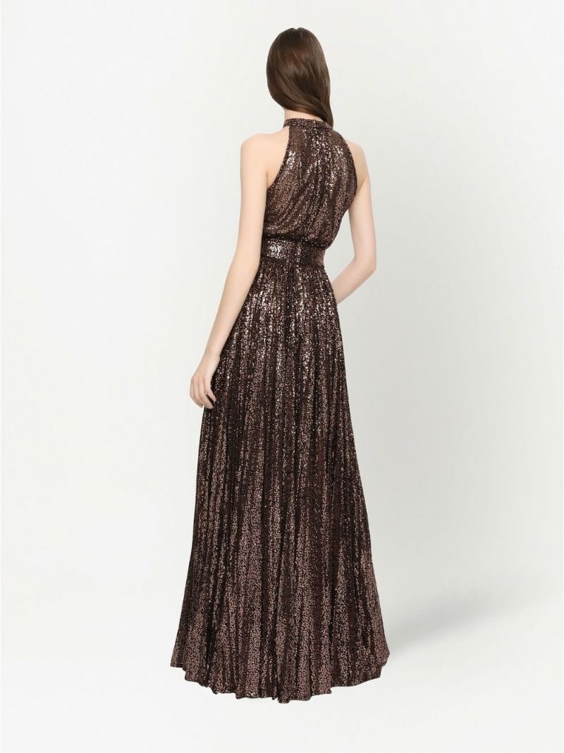 sequinned halter-neck gown - 4