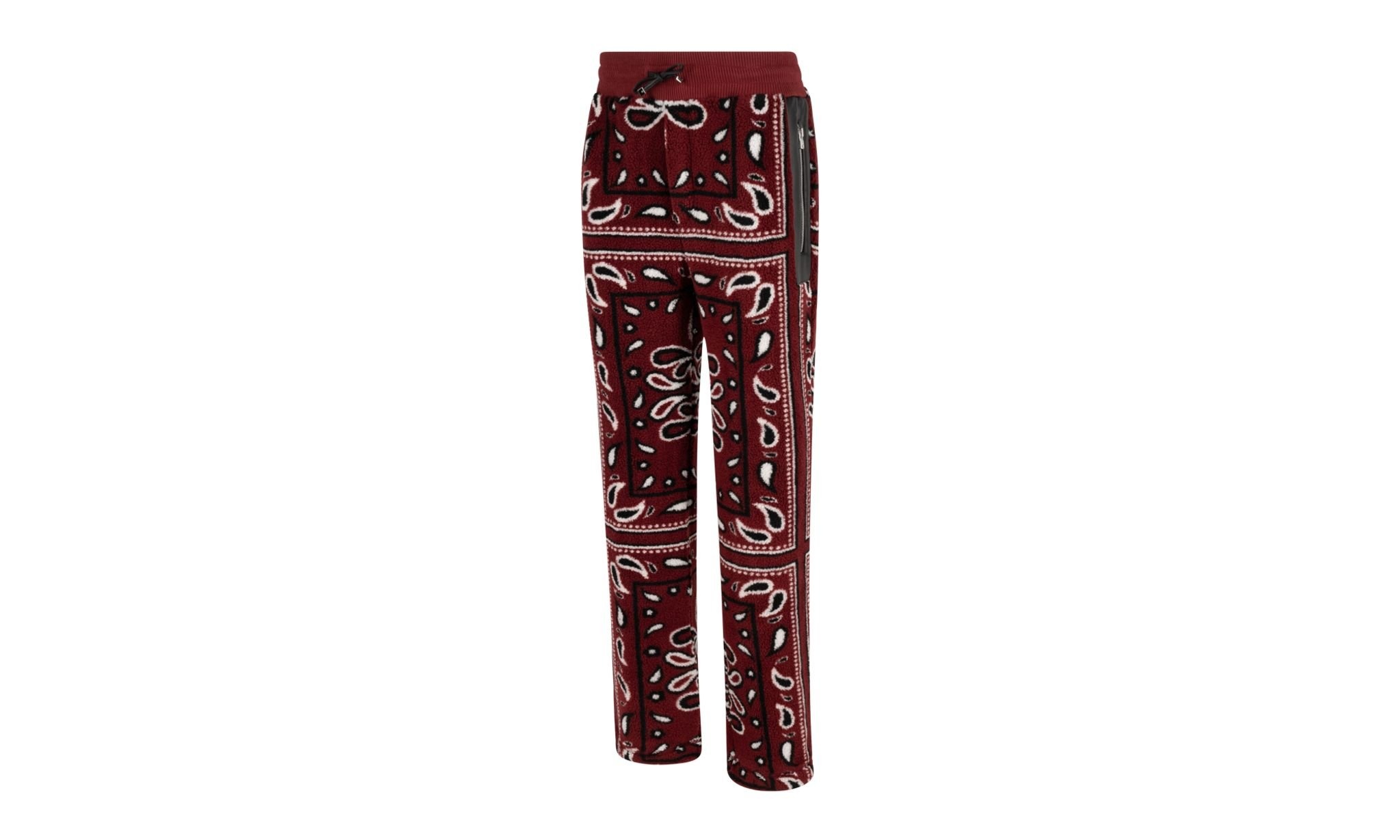 Printed Bandana Polar Fleece Pants "Red / Multi" - 2