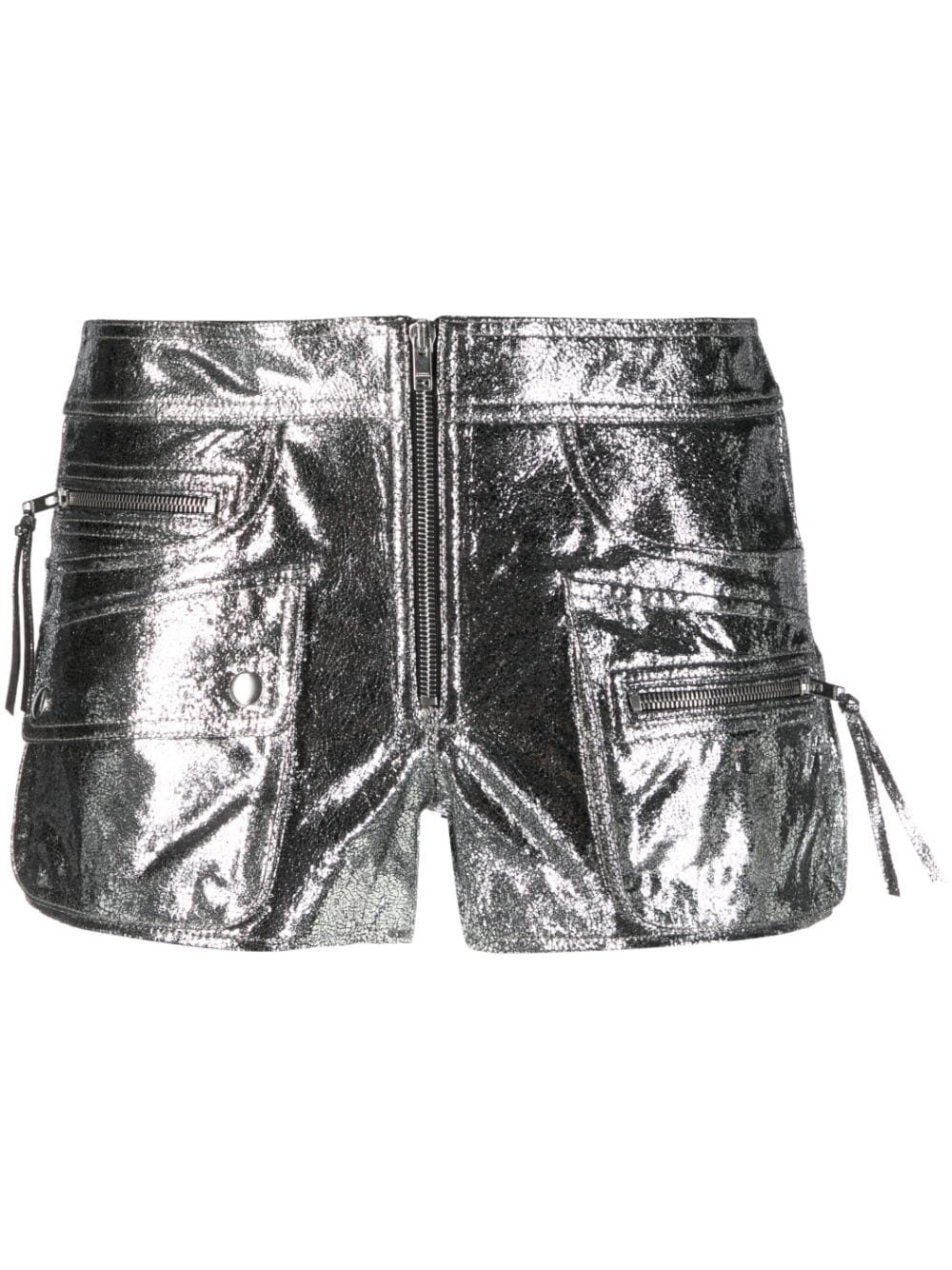 metallic low-rise shorts - 1