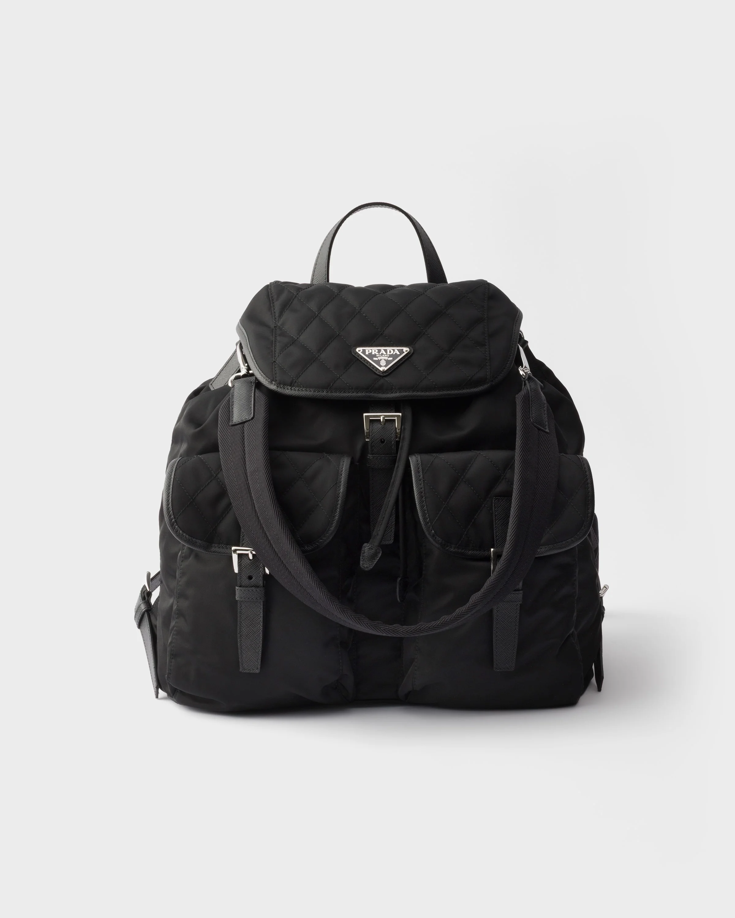 Re-Nylon and leather backpack - 1