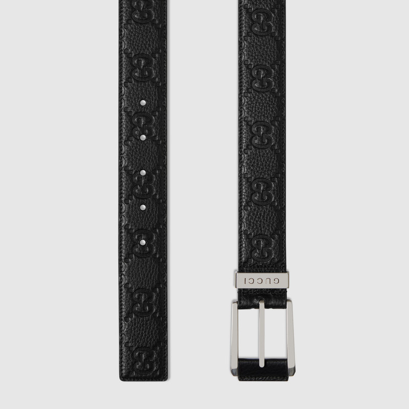 GUCCI Embossed GG belt with squared buckle outlook