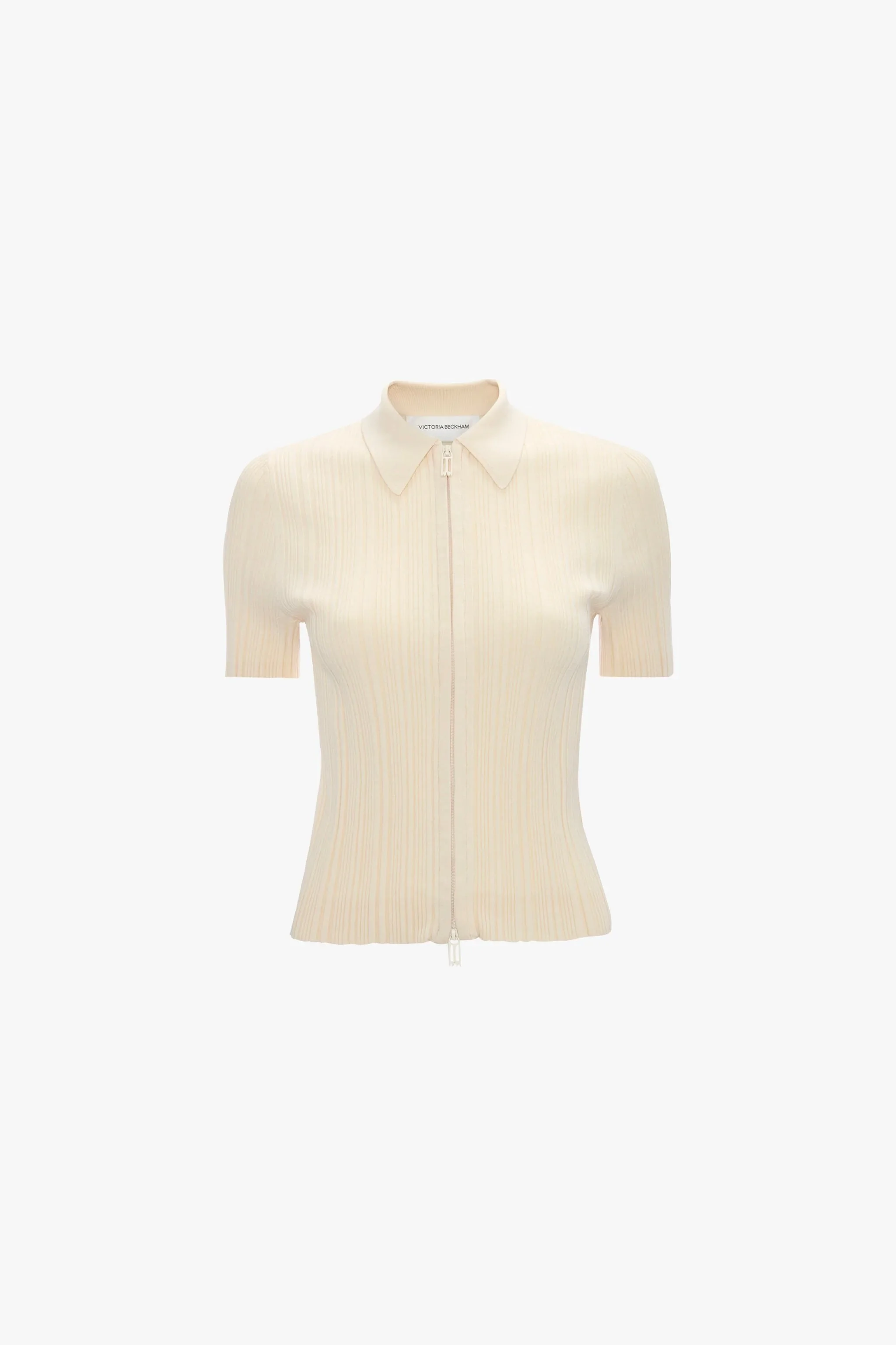 Ribbed Polo Top In Elderflower - 1