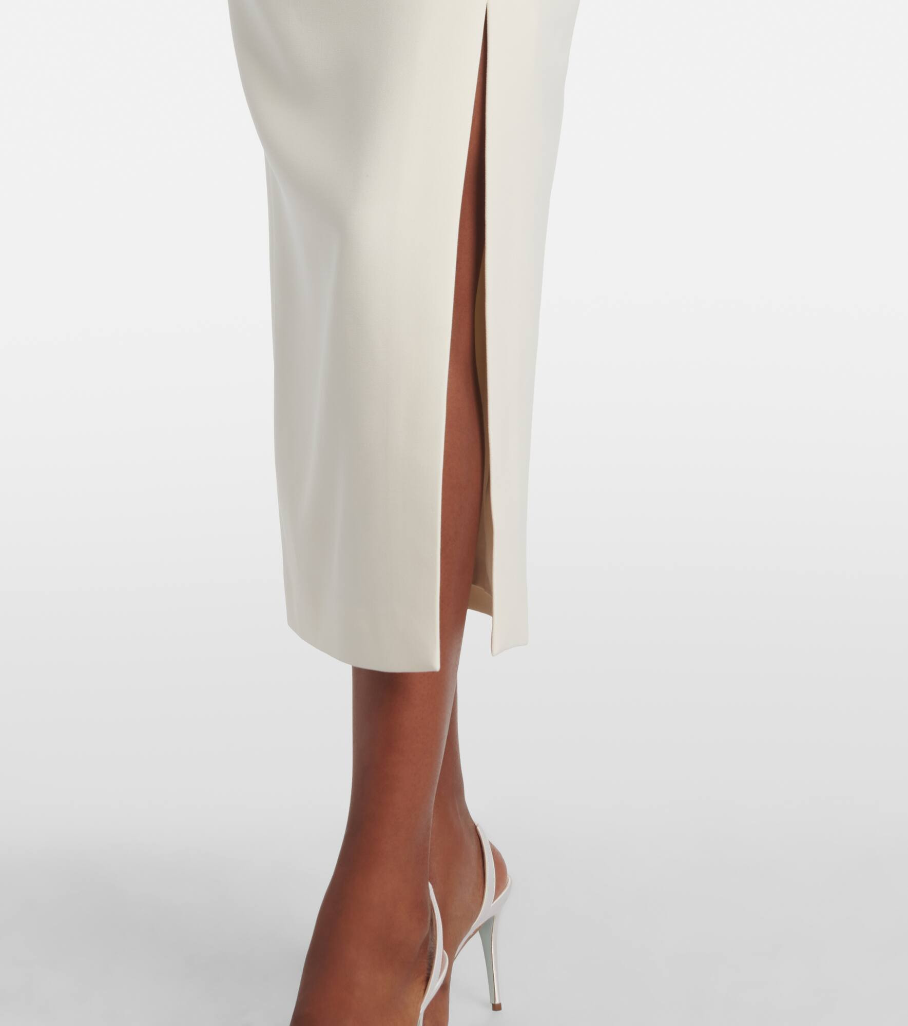 Floral-appliqué crêpe midi dress - 5
