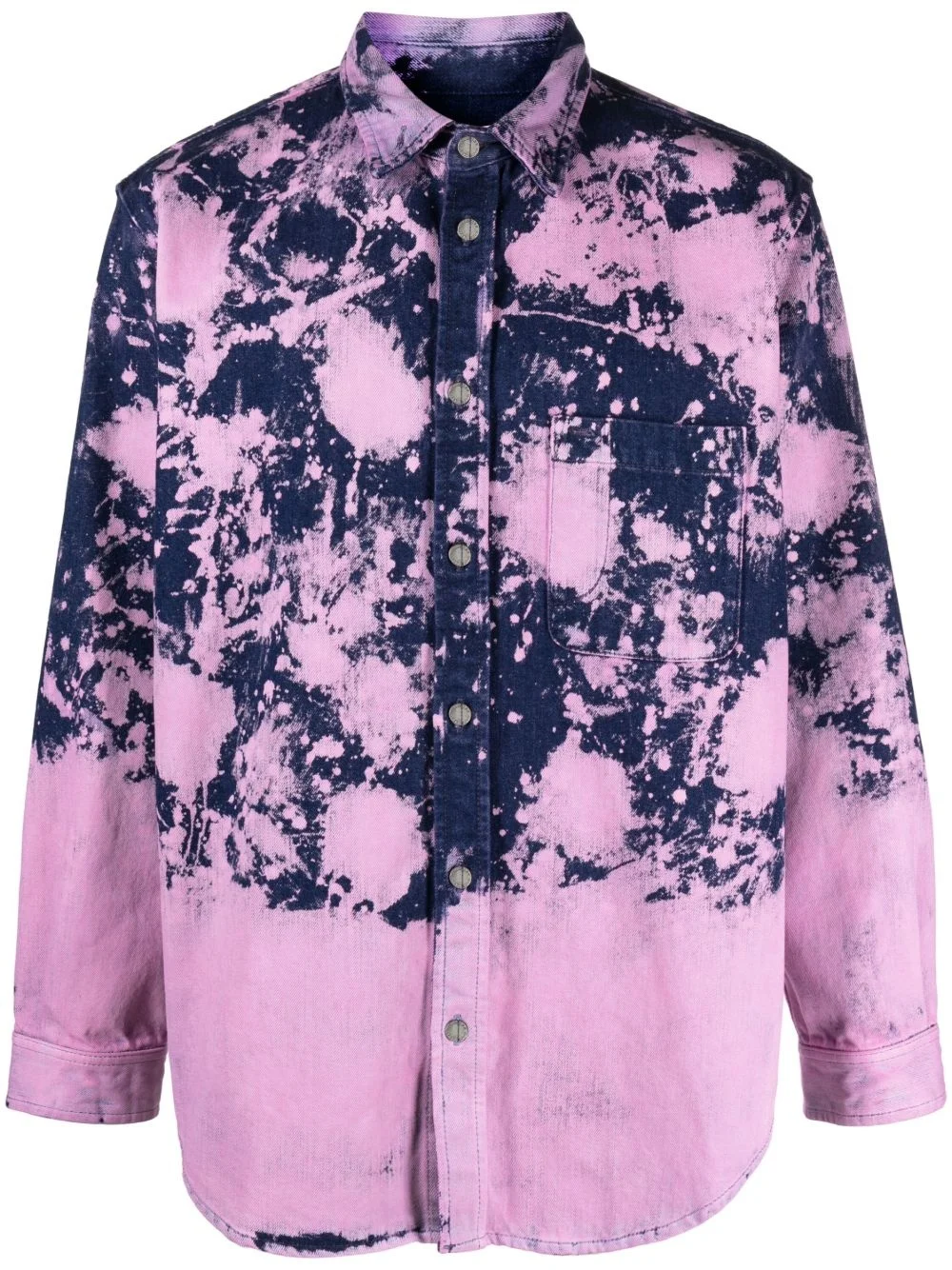 bleached-effect long-sleeve shirt - 1