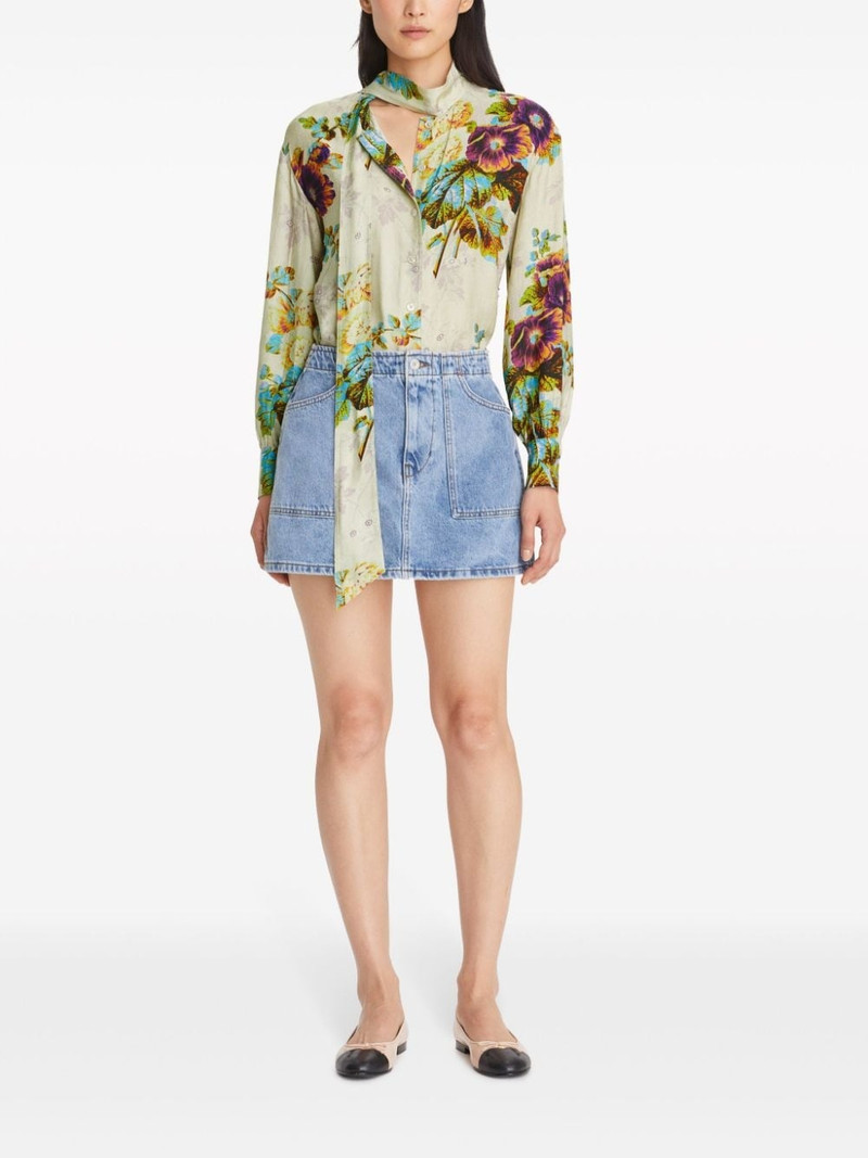 TORY BURCH floral-pattern pussy-bow blouse outlook