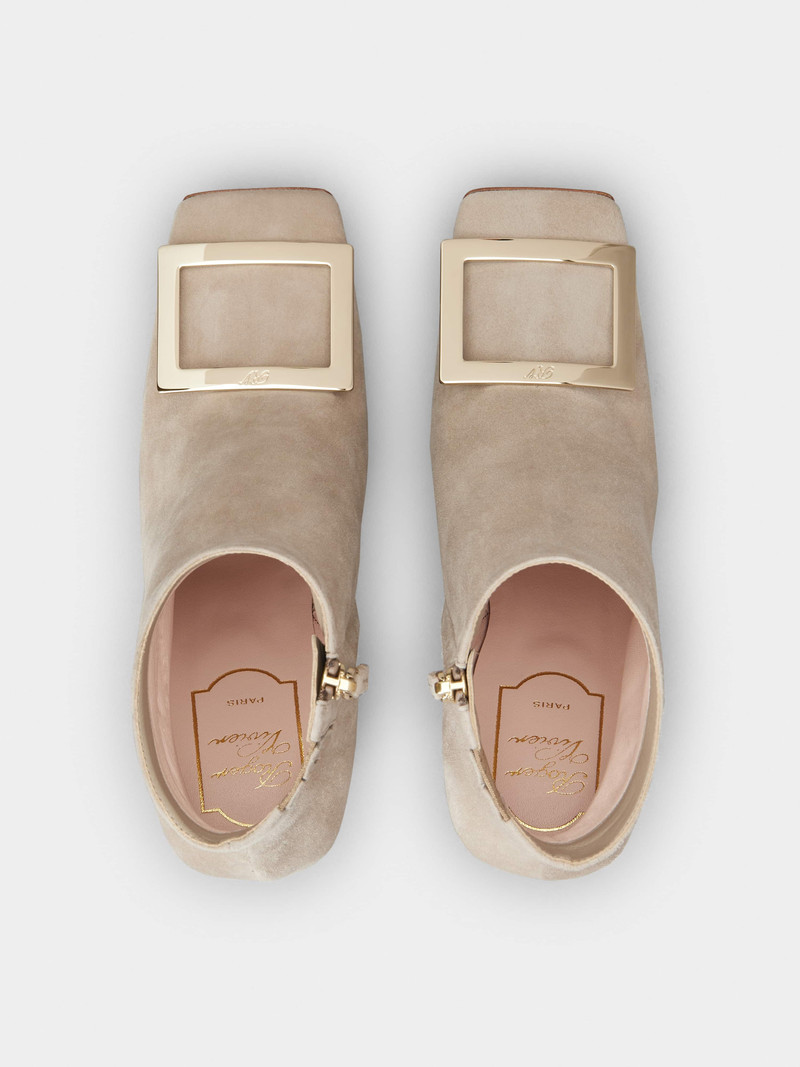 Viv' Square Metal Buckle Platform Ankle Boots in Suede 4
