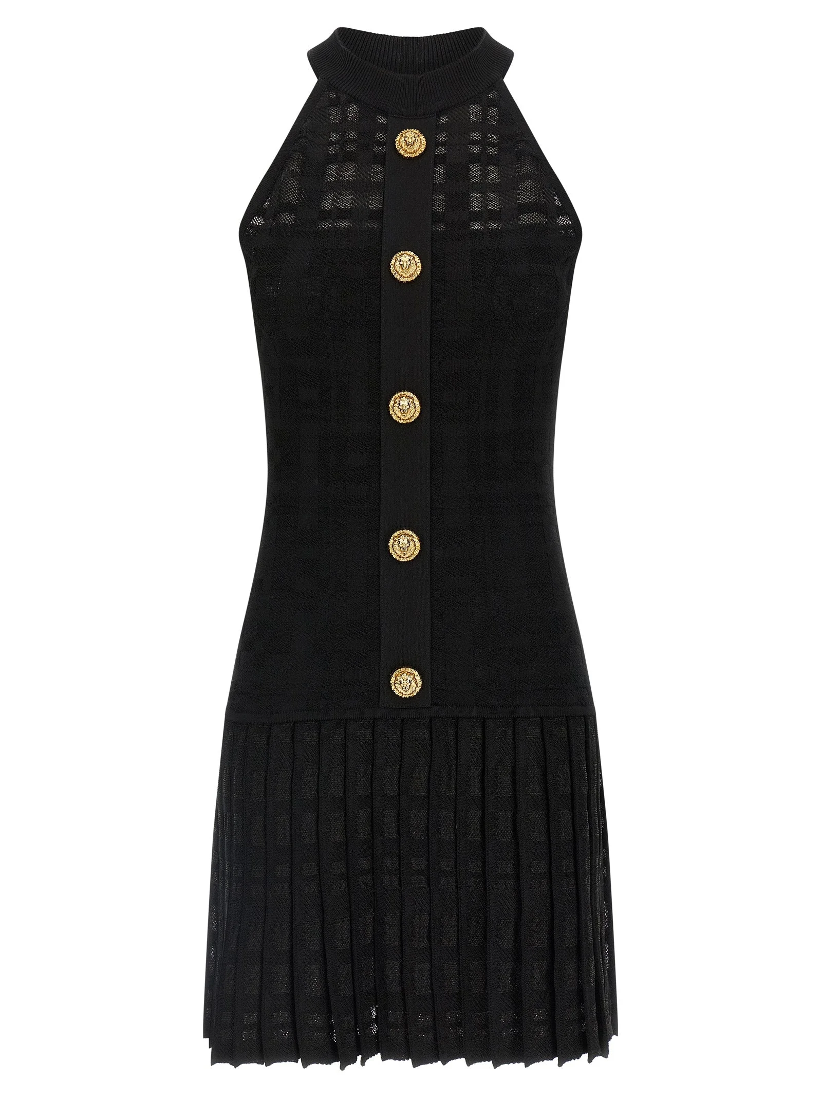 Tartan Knit Dress Dresses Black - 1
