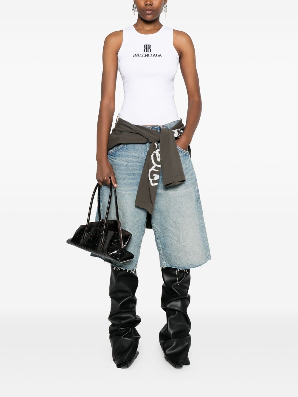 logo-intarsia sleeveless tank top - 2