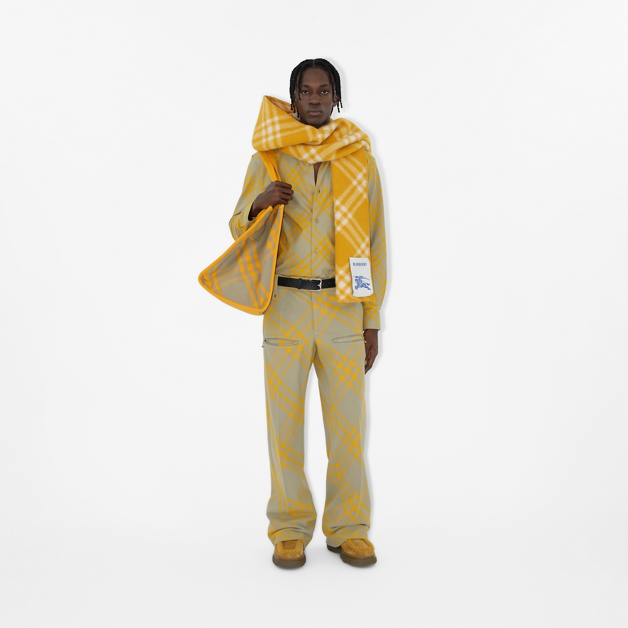 Check Wool Hooded Scarf - 4