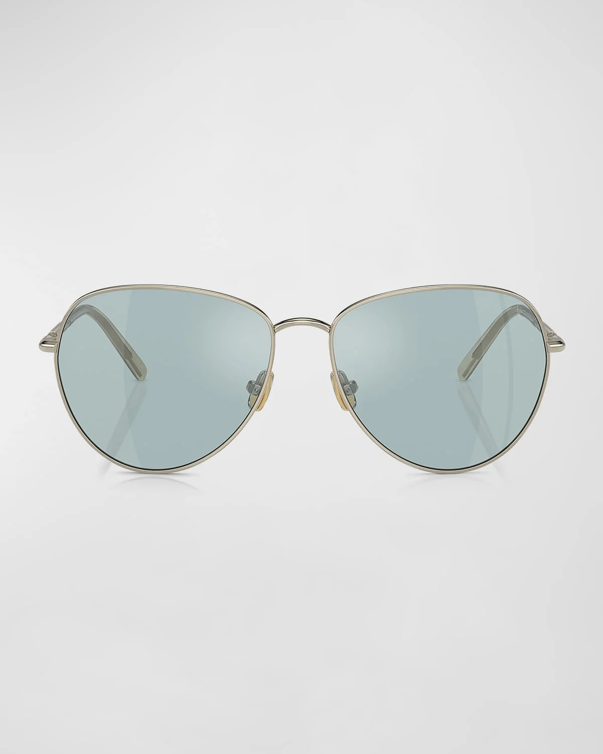 Oversized Titanium & Plastic Aviator Sunglasses - 1
