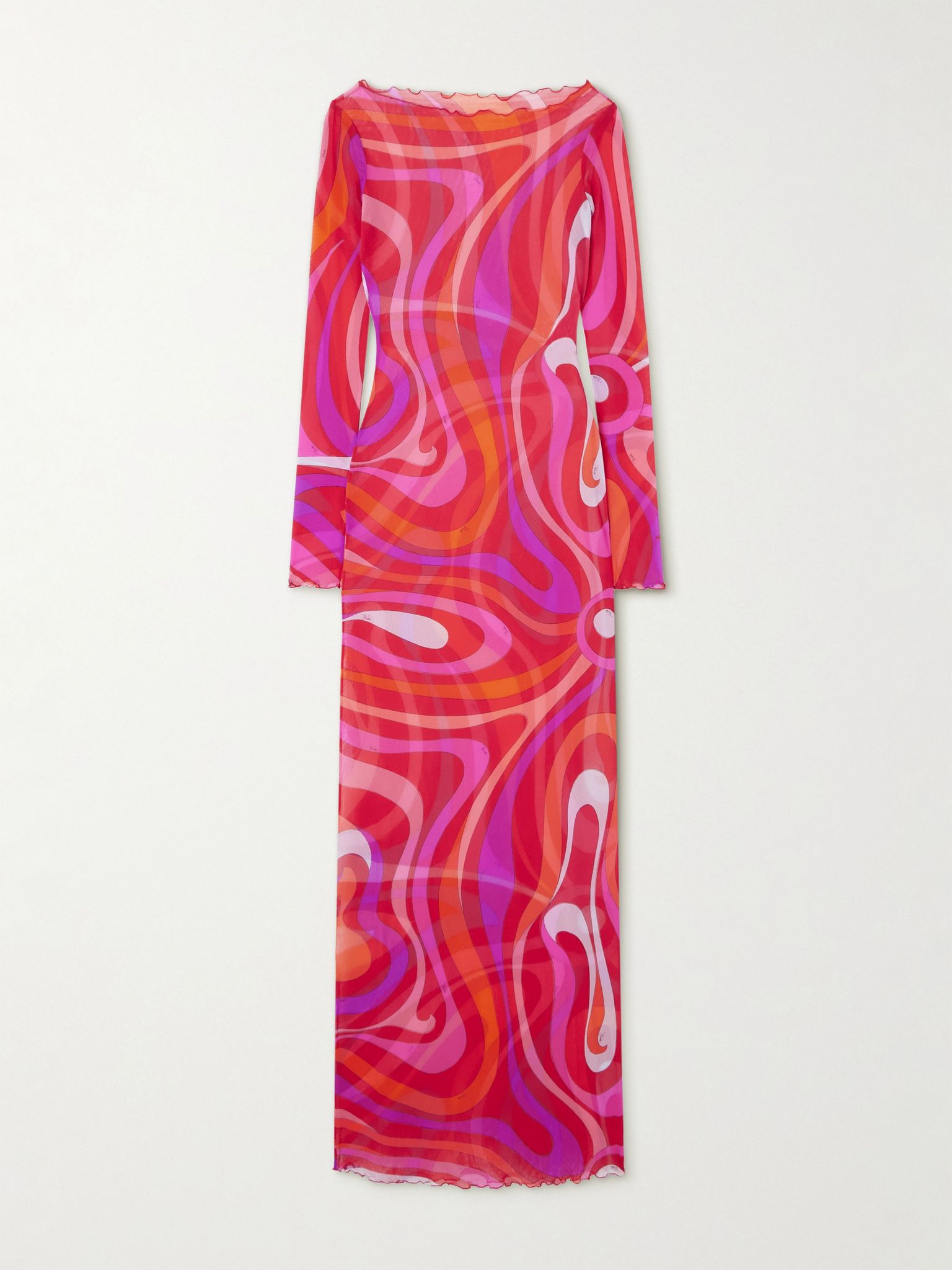 Marmo printed mesh maxi dress Fuchsia - 1
